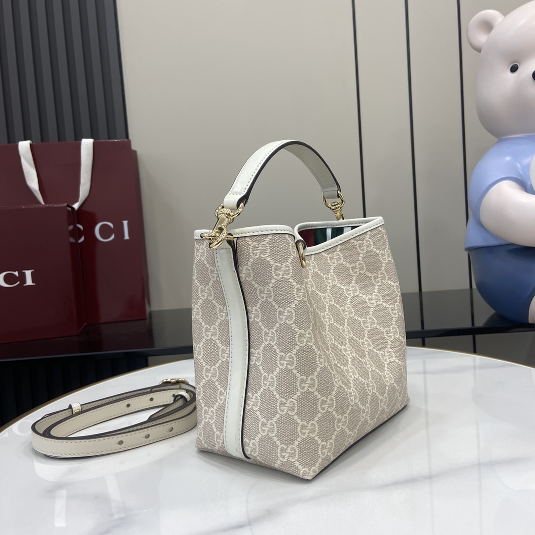 Gucci GG Emblem Mini Bucket Bag  - FashionPlug