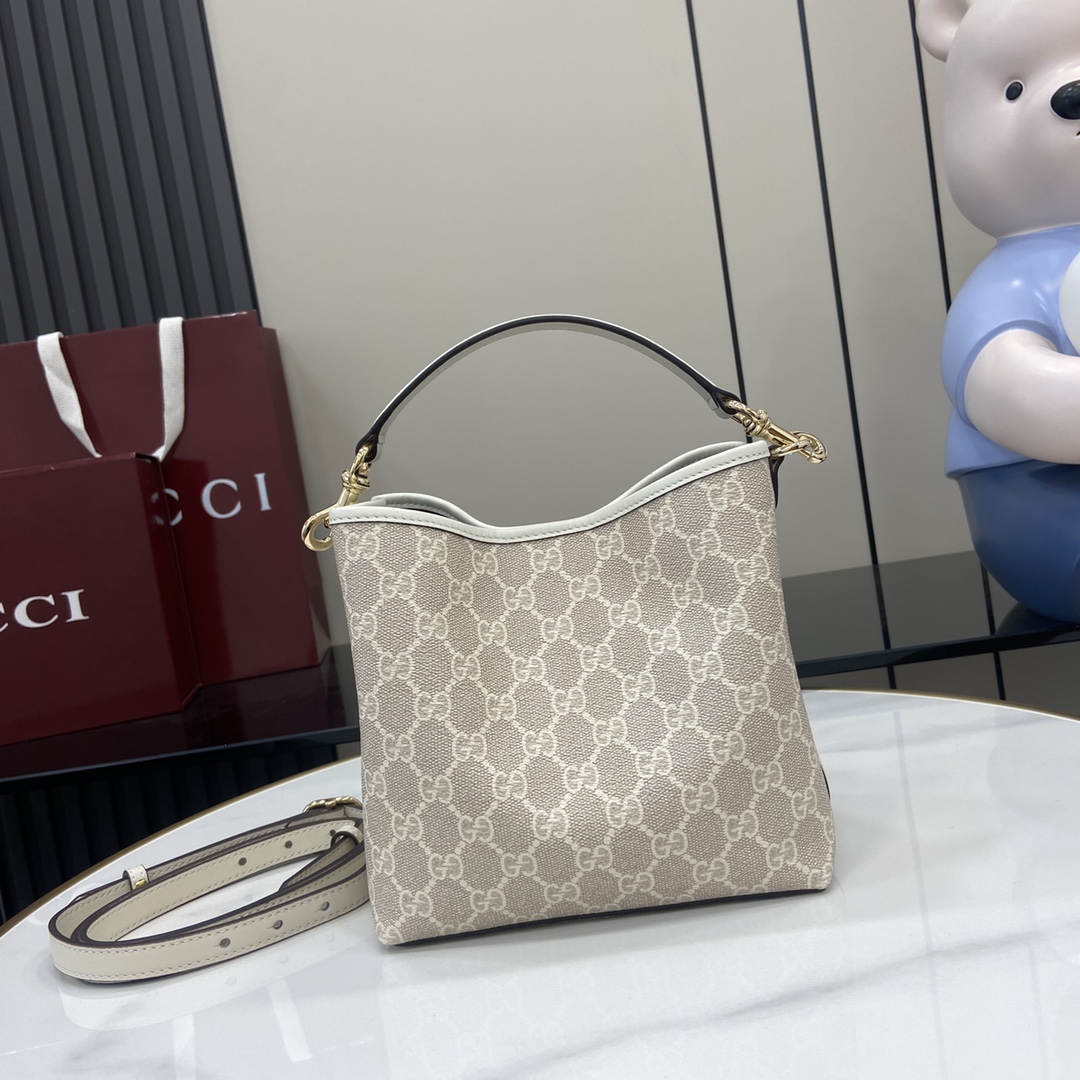 Gucci GG Emblem Mini Bucket Bag  - FashionPlug