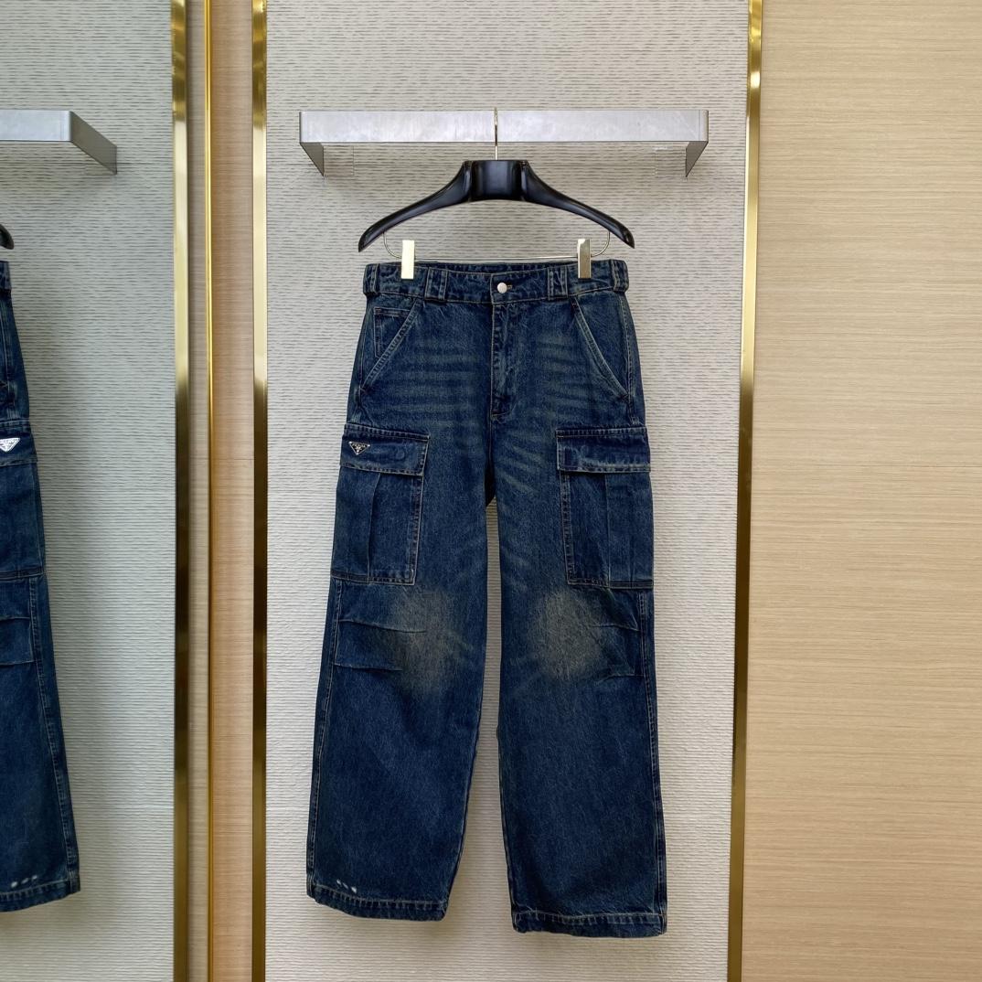 Prada Denim Cargo Jeans - FashionPlug
