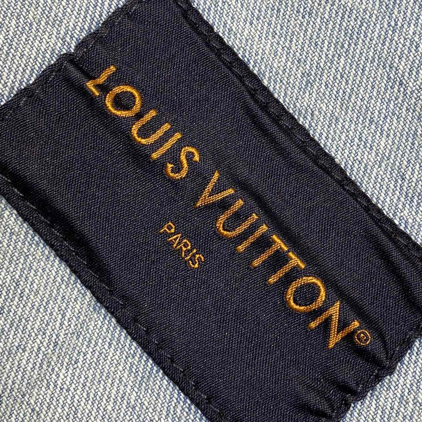 Louis Vuitton Damier Denim Wide-Leg Pants   1AHBMK - FashionPlug