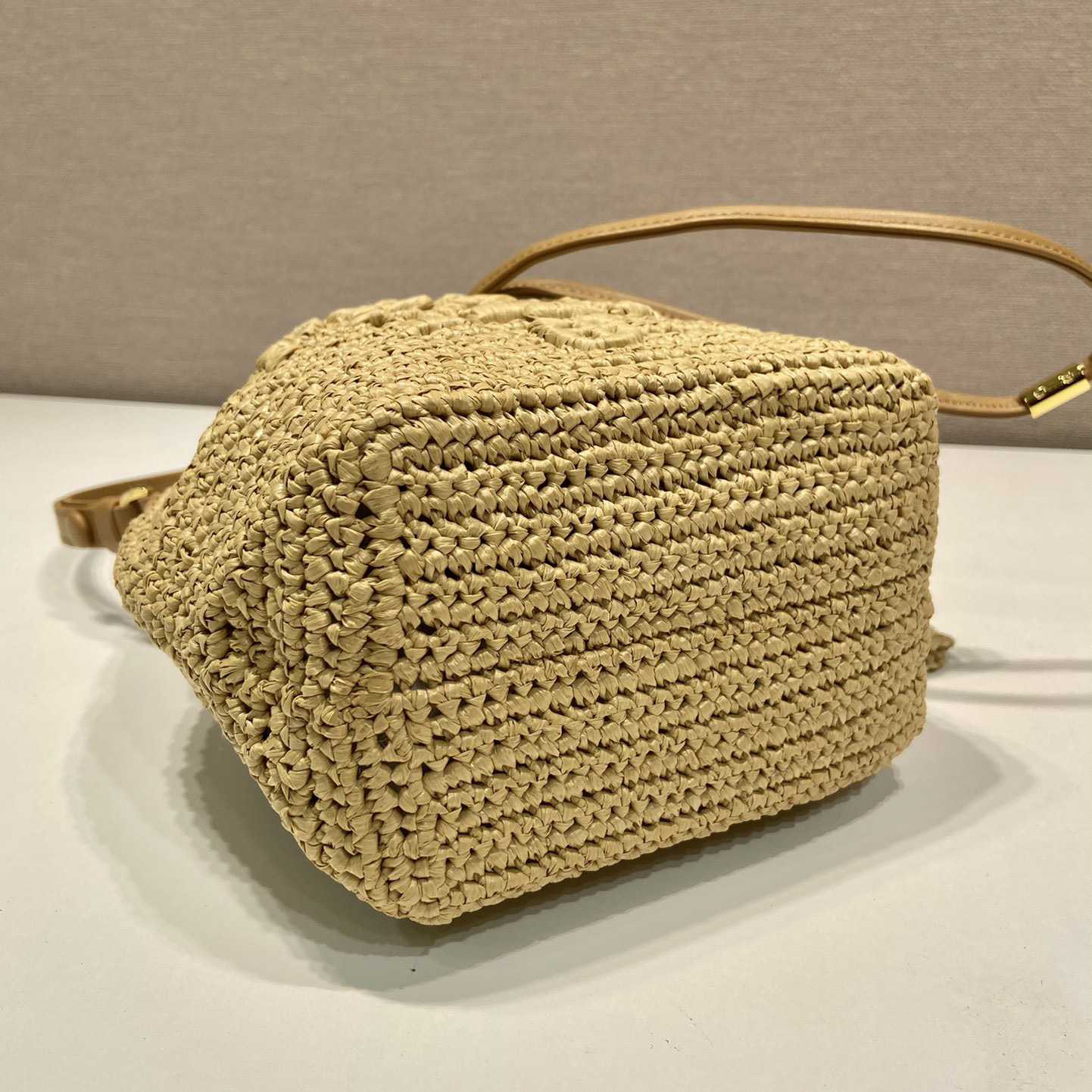 Prada Crochet And Leather Mini-bucket Bag - FashionPlug