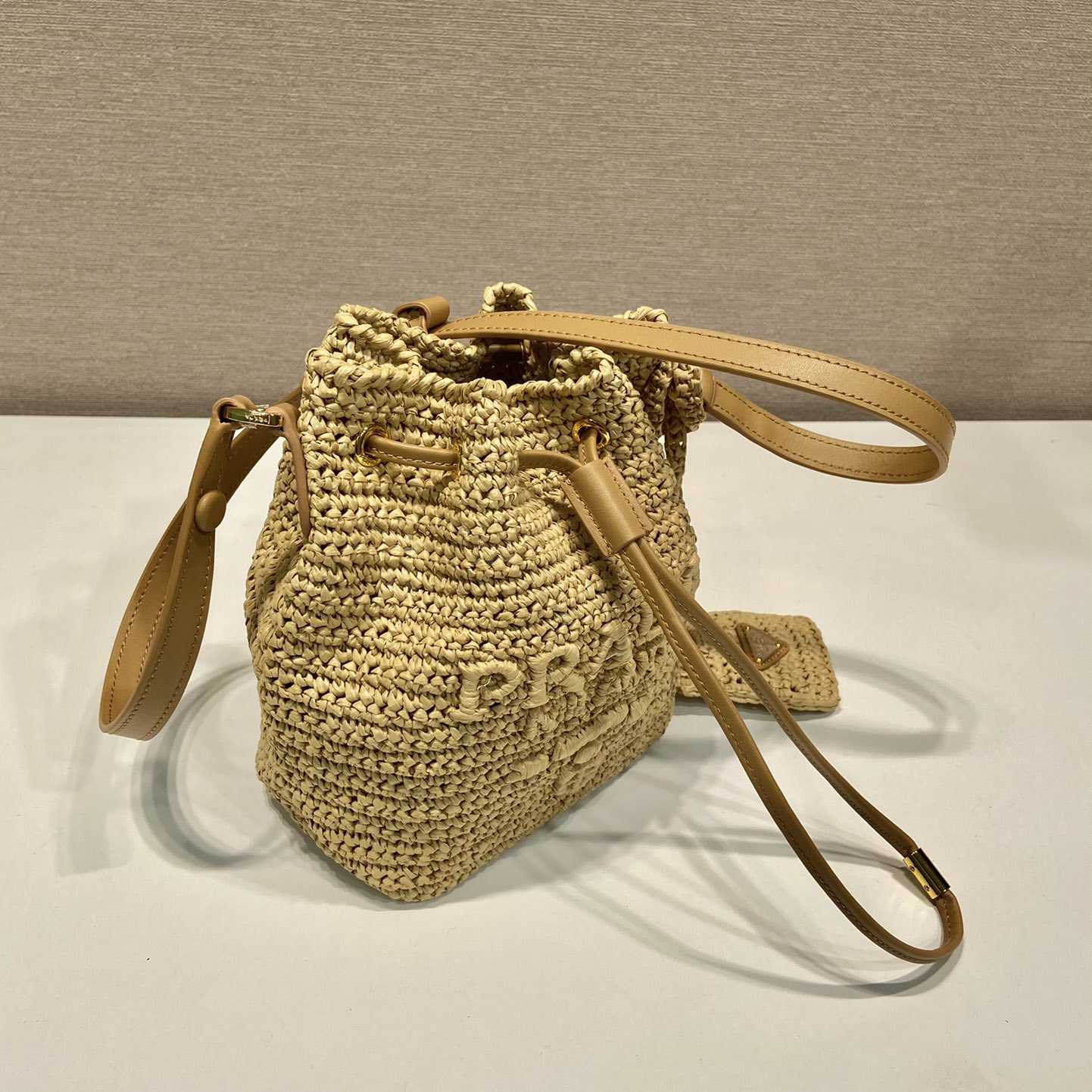 Prada Crochet And Leather Mini-bucket Bag - FashionPlug