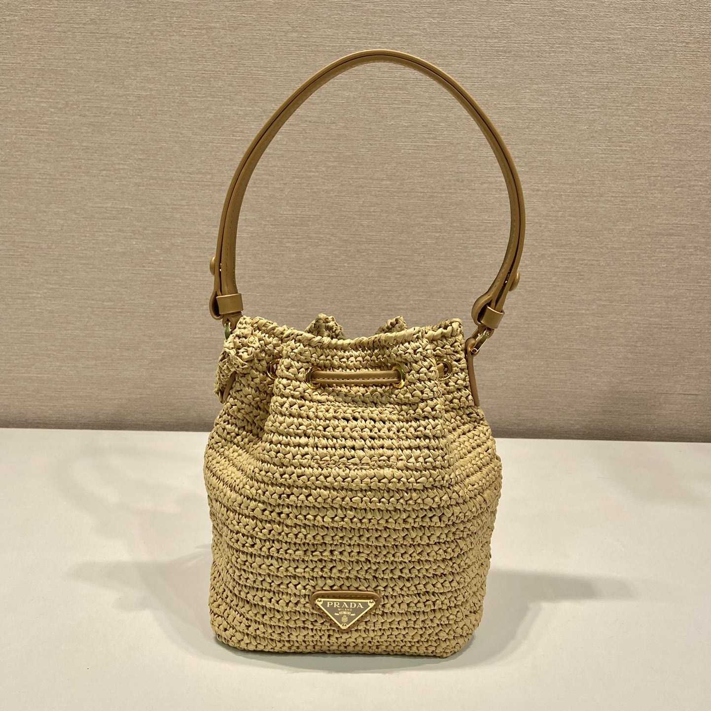 Prada Crochet And Leather Mini-bucket Bag - FashionPlug