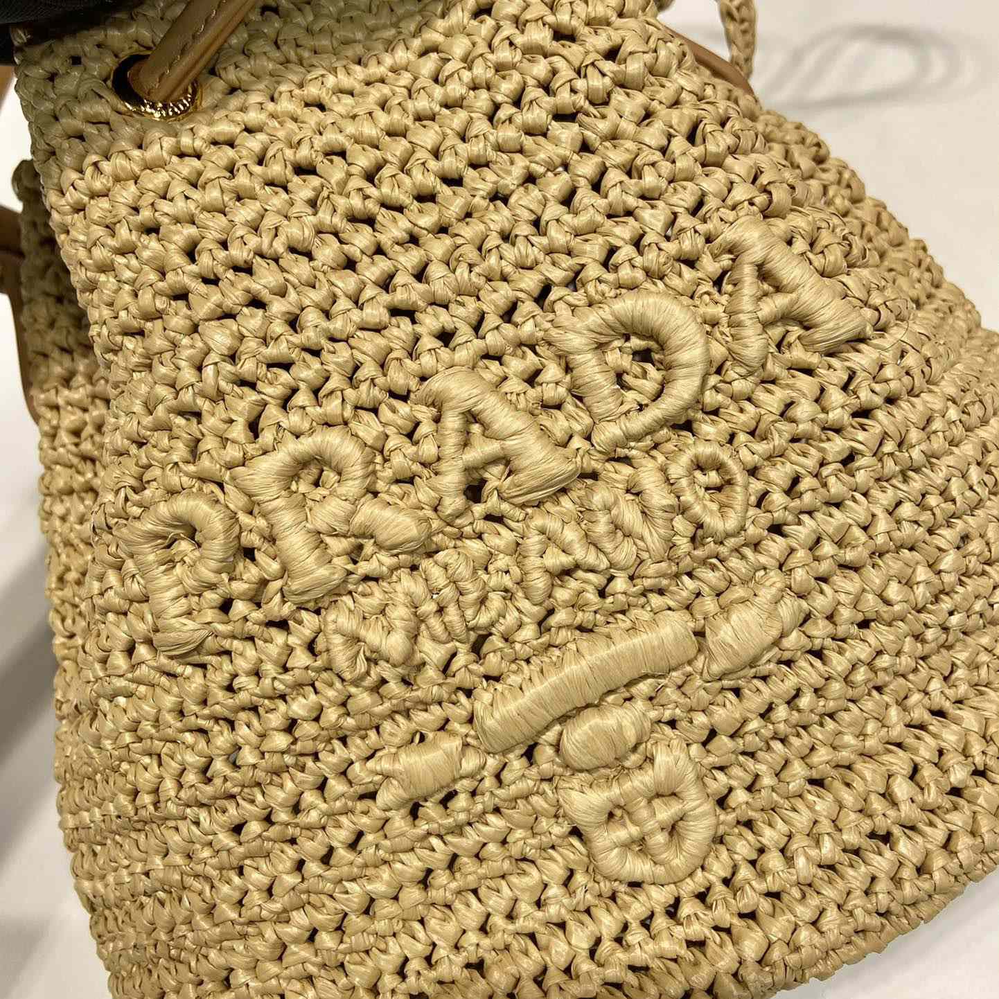 Prada Crochet And Leather Mini-bucket Bag - FashionPlug