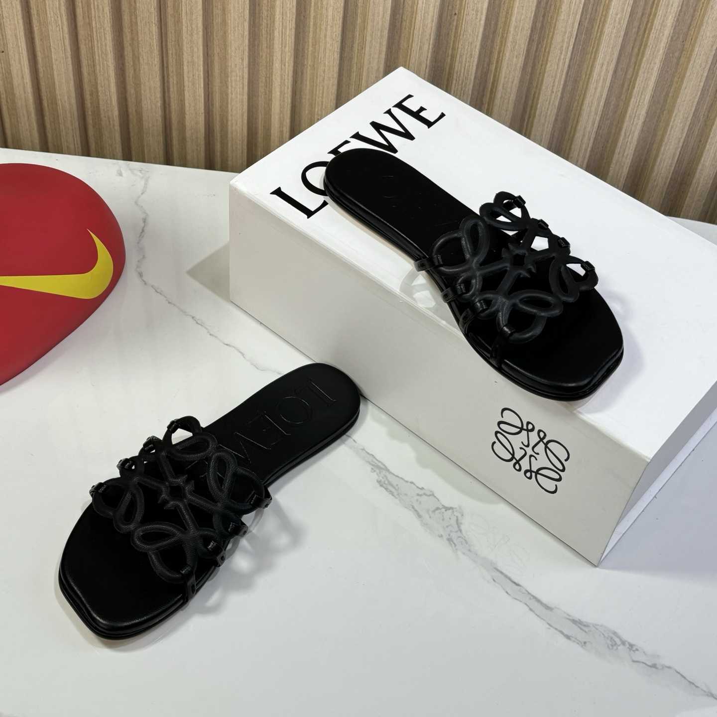 Loewe Petal Anagram Slide In Soft Calfskin - FashionPlug