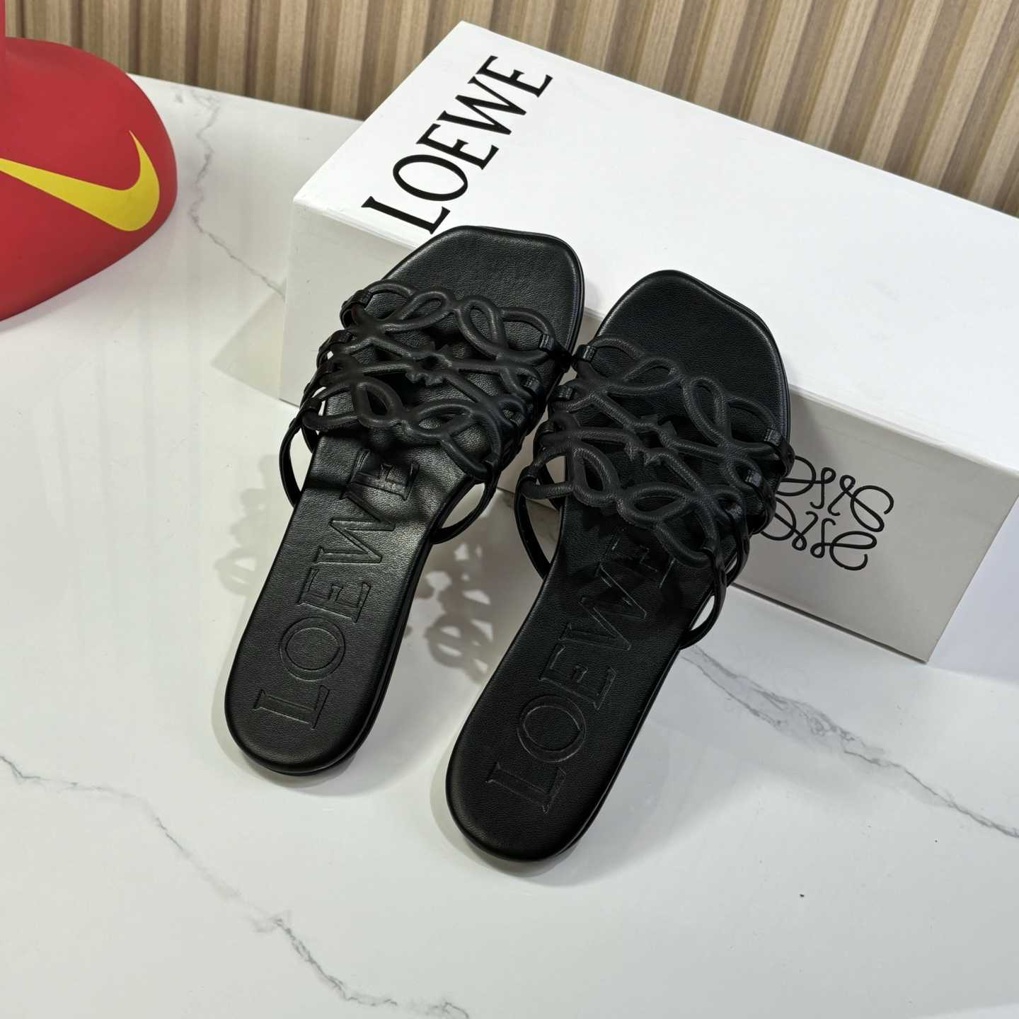 Loewe Petal Anagram Slide In Soft Calfskin - FashionPlug