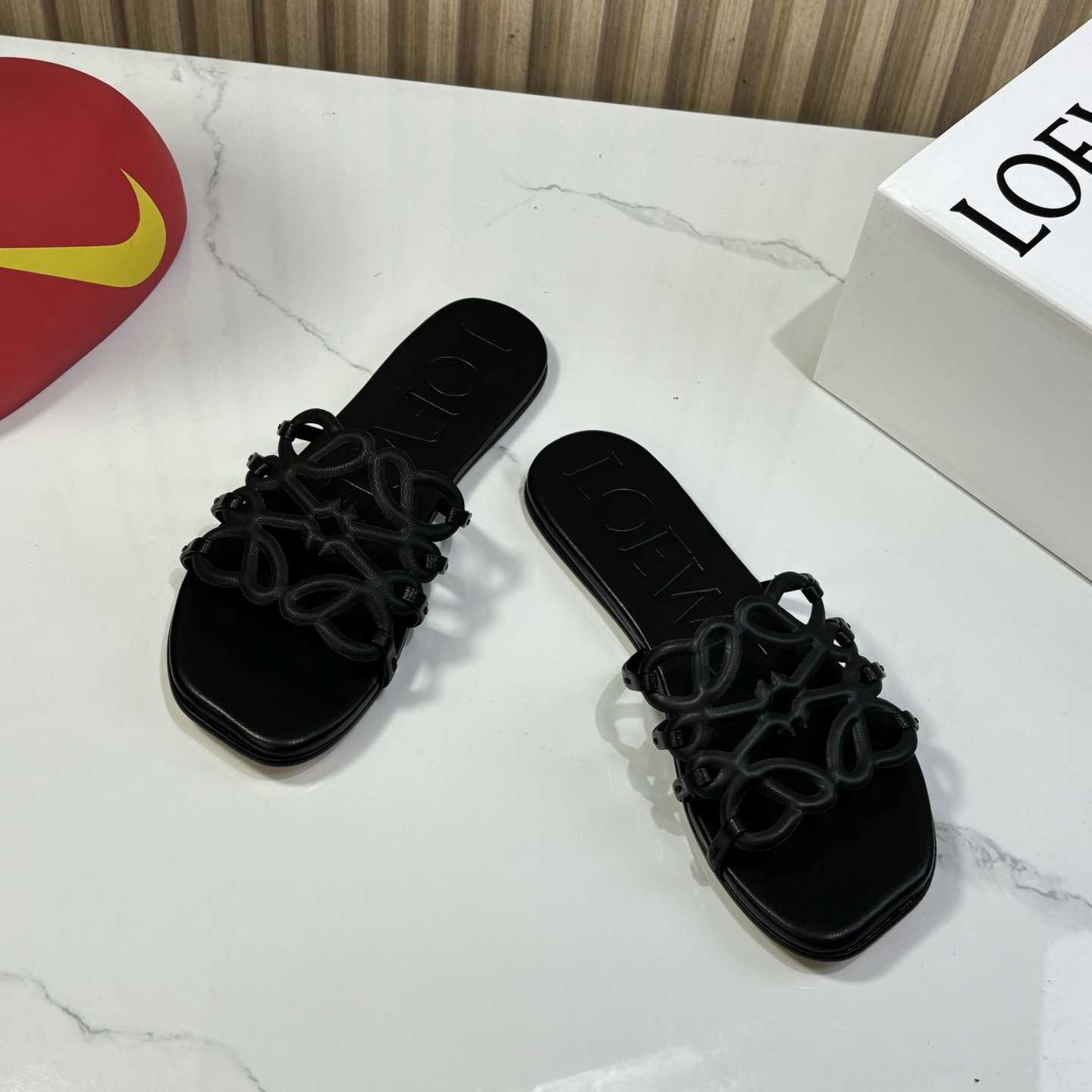 Loewe Petal Anagram Slide In Soft Calfskin - FashionPlug