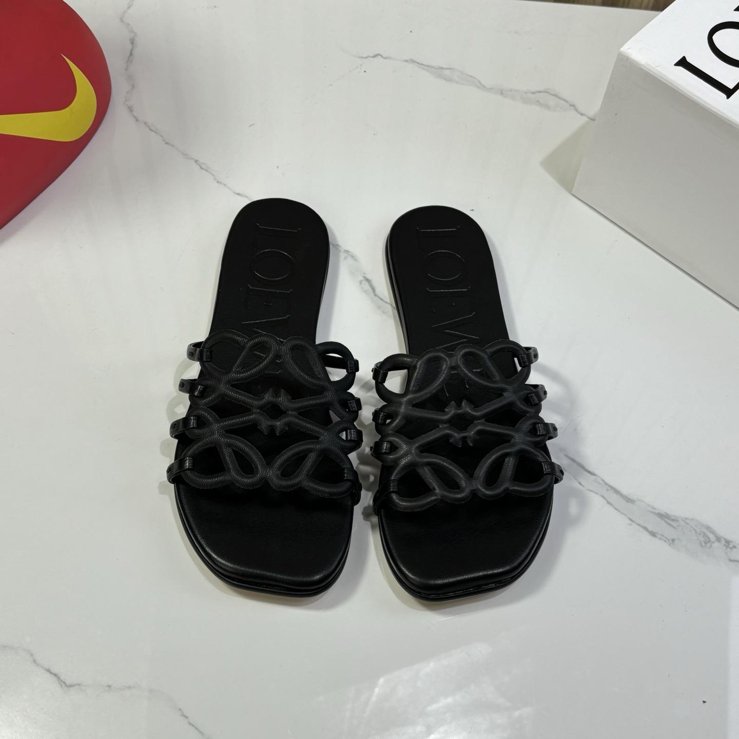 Loewe Petal Anagram Slide In Soft Calfskin - FashionPlug