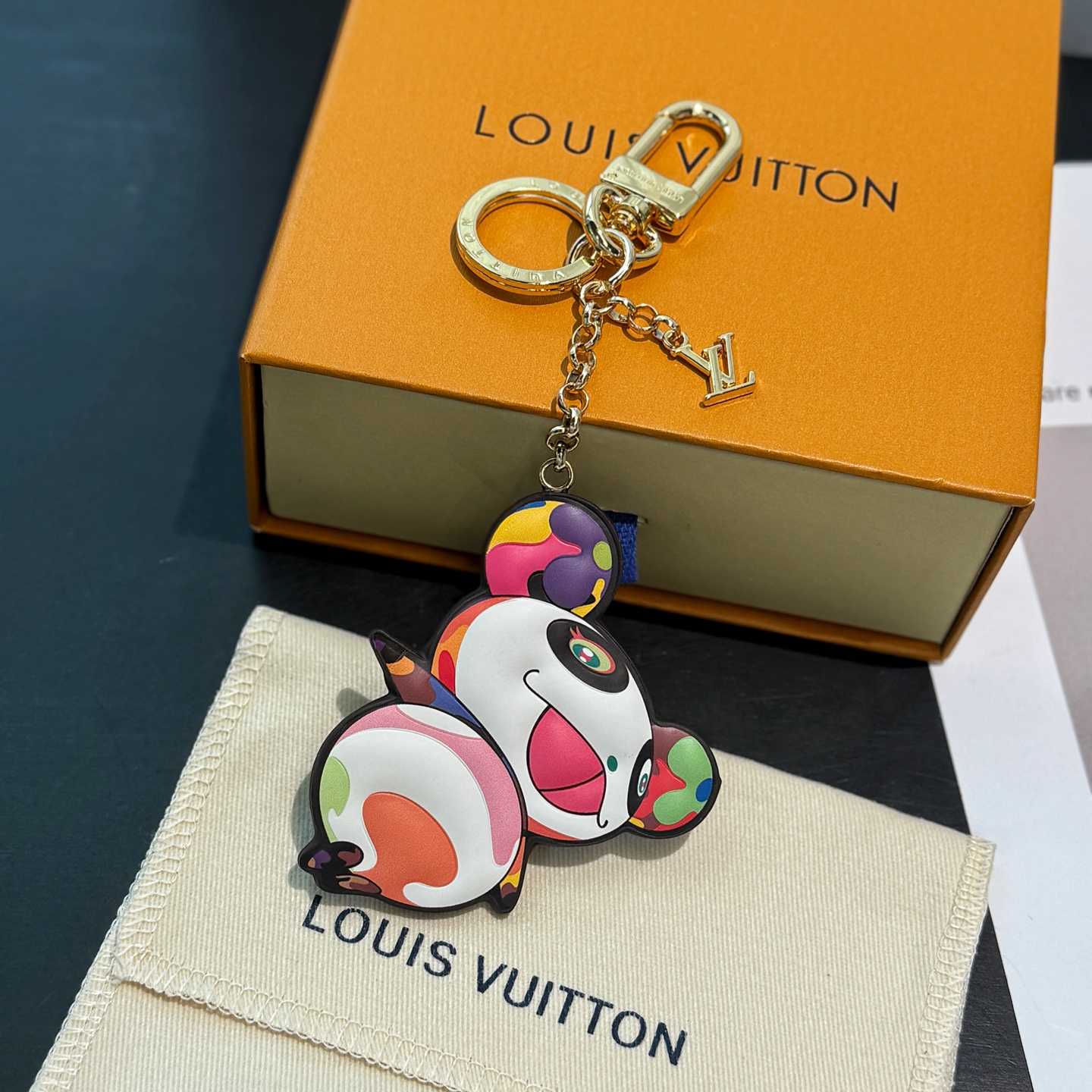 Louis Vuitton LV x TM Superflat Panda Key Holder   M02467 - FashionPlug