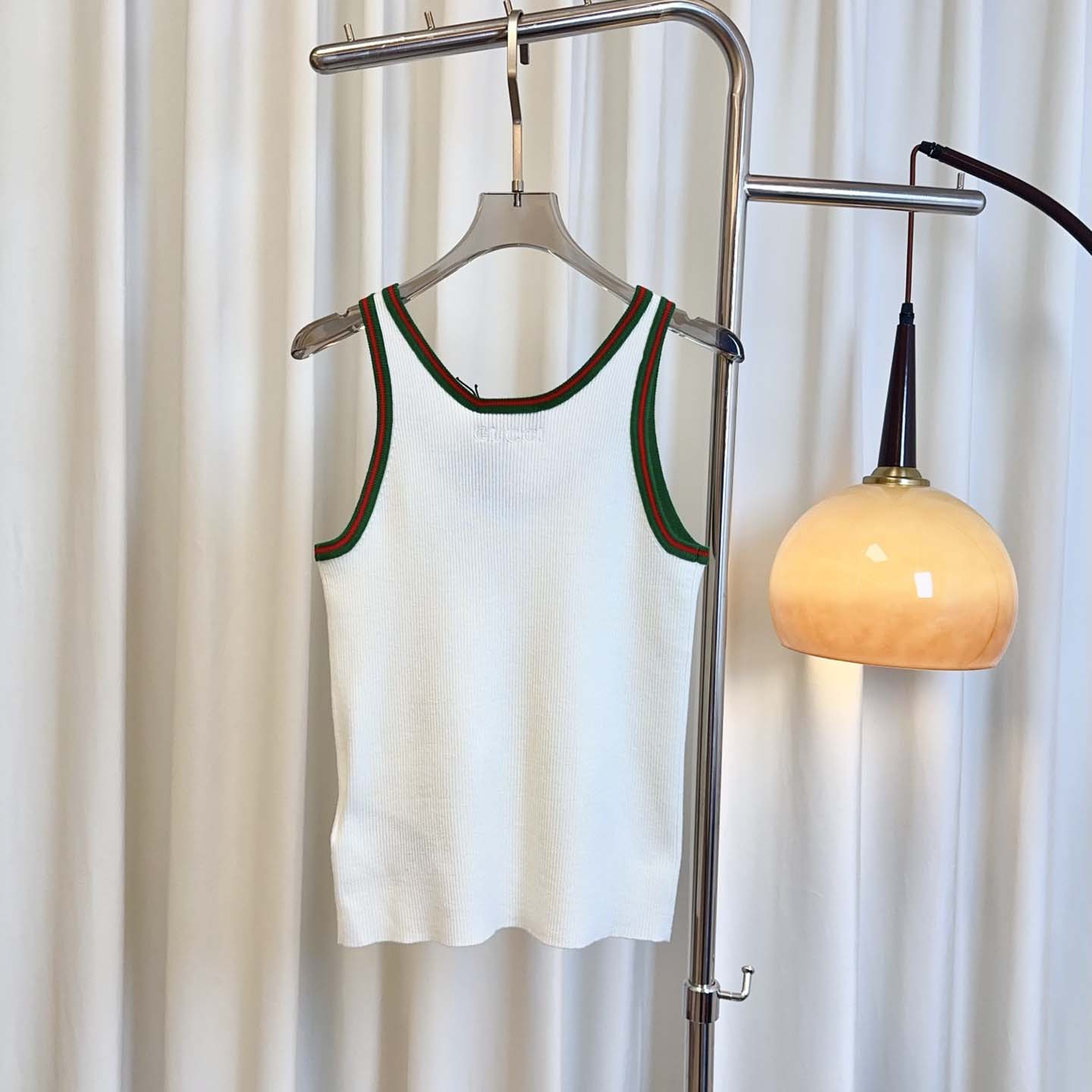 Gucci Cotton Tank Top With Web - FashionPlug