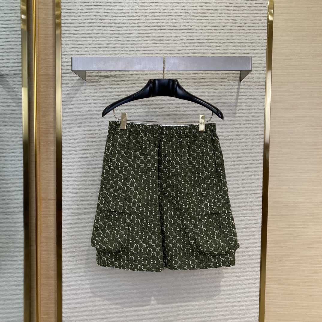 Gucci Cotton Jacquard Shorts With GG Shadow - FashionPlug