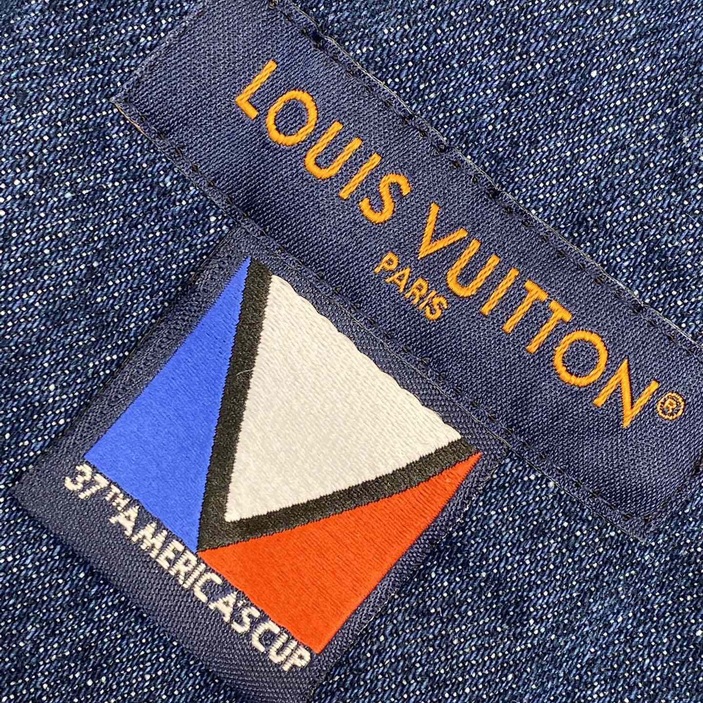 Louis Vuitton Embroidered Damier Denim Shorts  1AFVO5 - FashionPlug