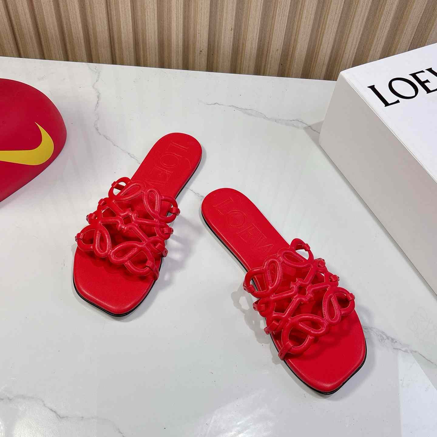 Loewe Petal Anagram Slide In Soft Calfskin - FashionPlug