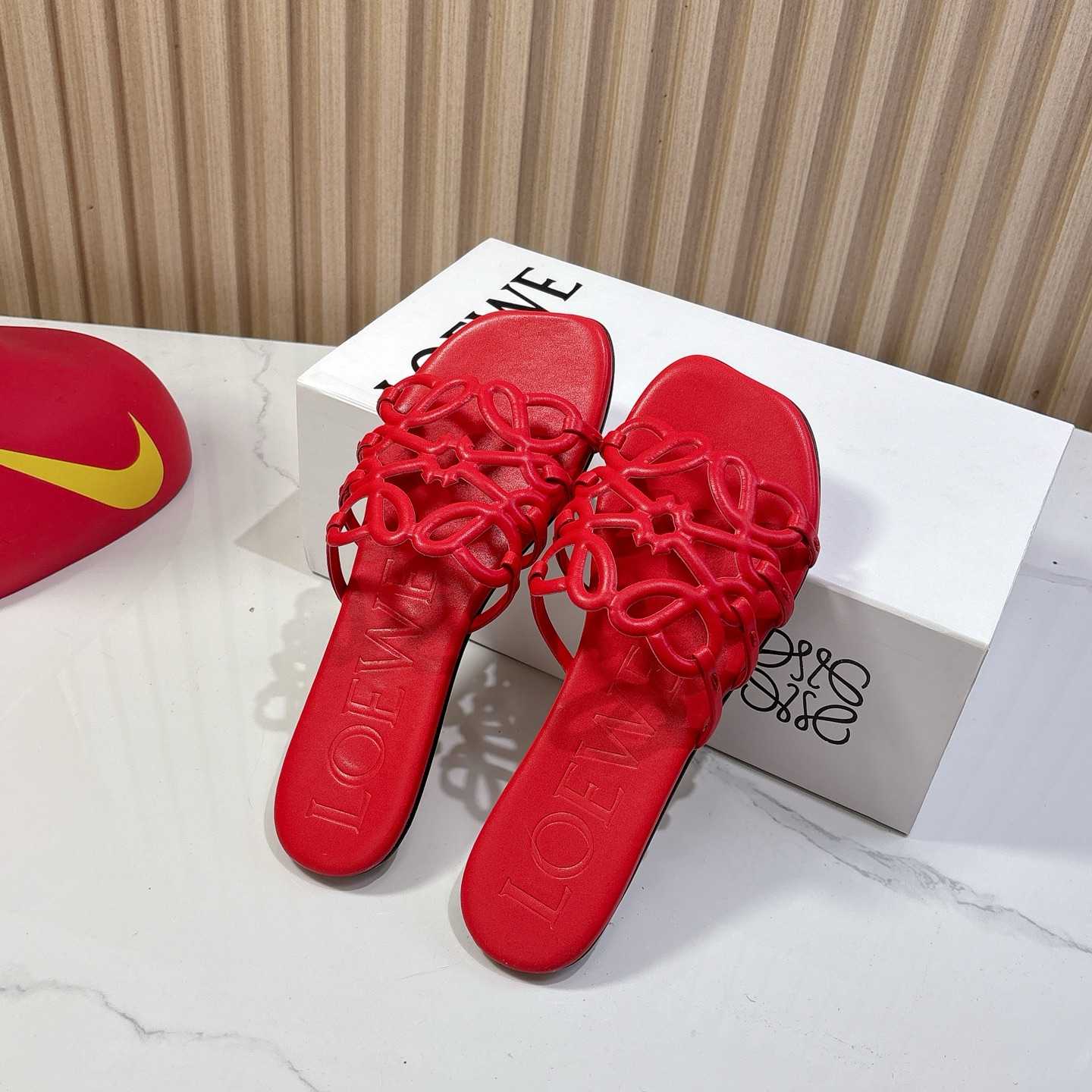 Loewe Petal Anagram Slide In Soft Calfskin - FashionPlug