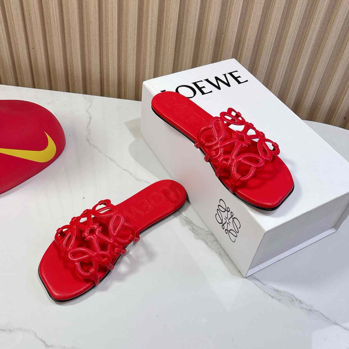 Loewe Petal Anagram Slide In Soft Calfskin - FashionPlug