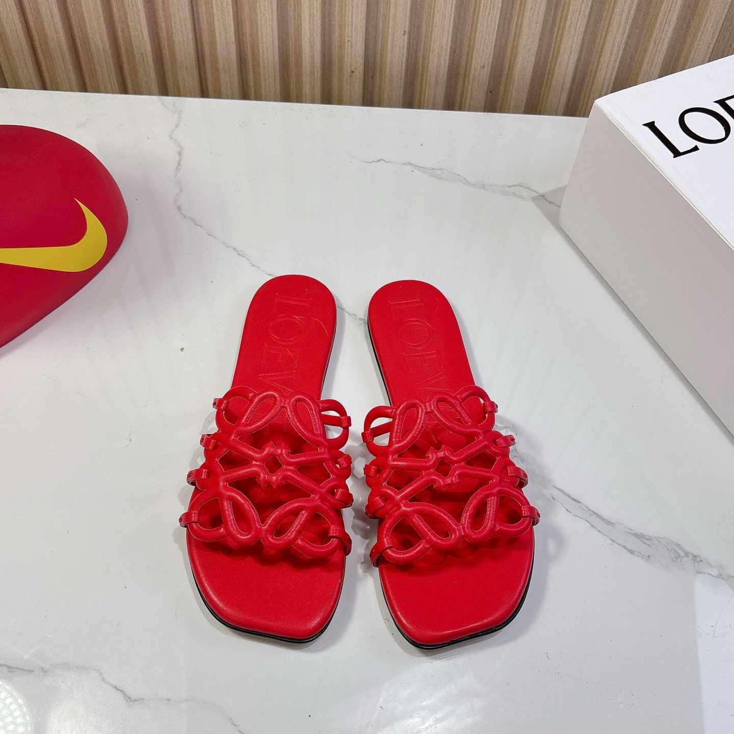 Loewe Petal Anagram Slide In Soft Calfskin - FashionPlug