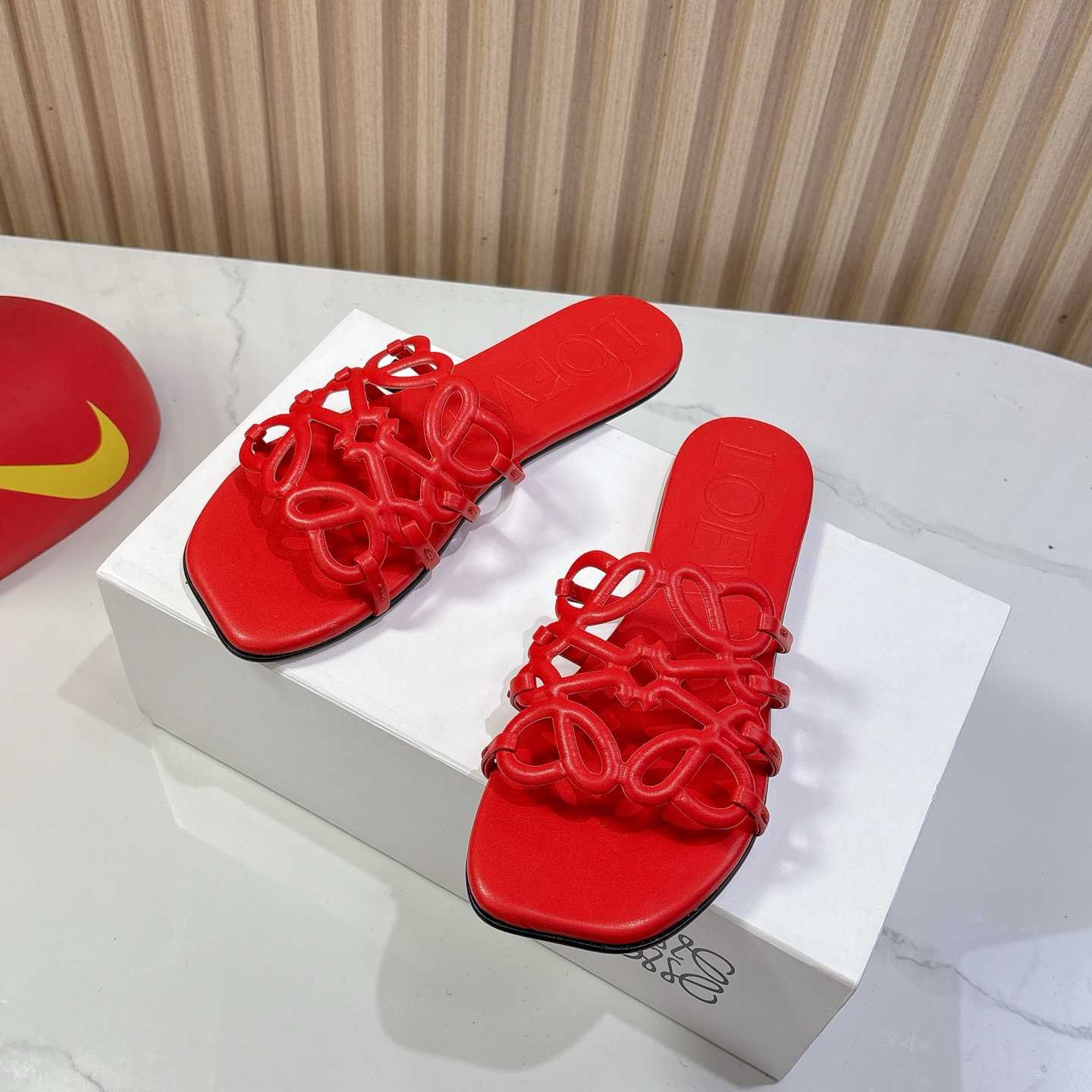 Loewe Petal Anagram Slide In Soft Calfskin - FashionPlug