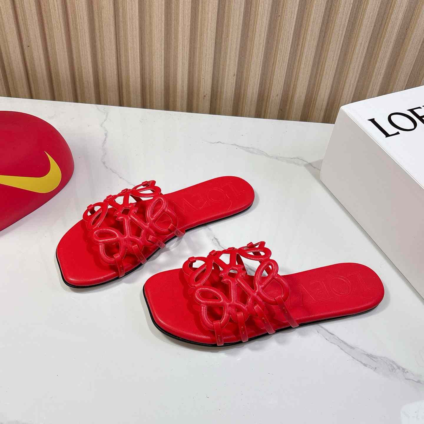 Loewe Petal Anagram Slide In Soft Calfskin - FashionPlug