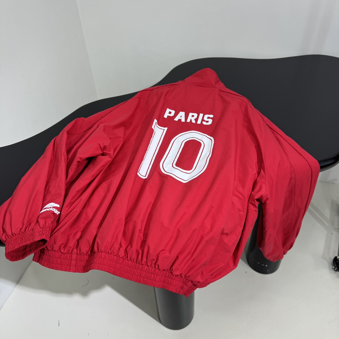 Balenciaga Paris Soccer Tracksuit Jacket In Red - FashionPlug