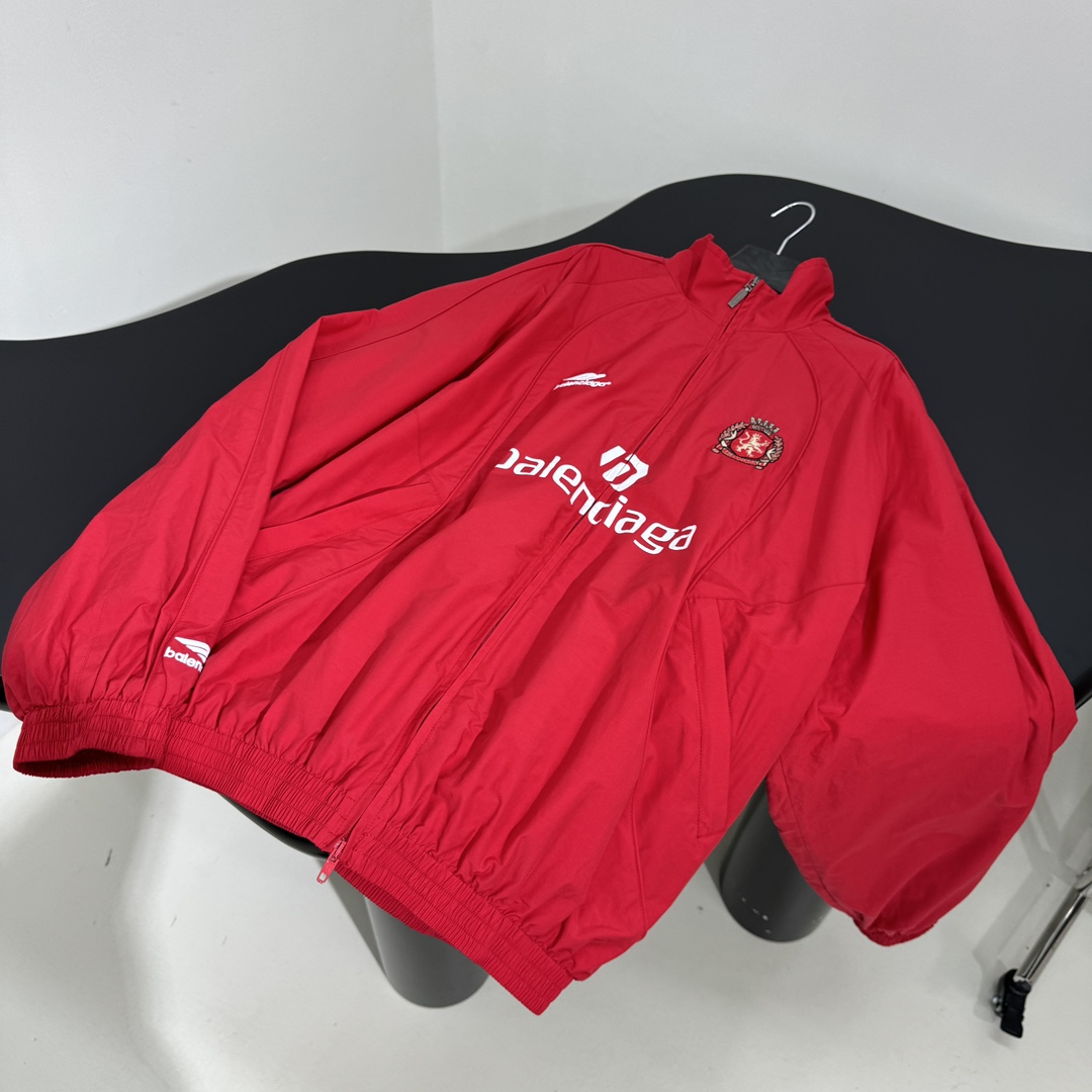 Balenciaga Paris Soccer Tracksuit Jacket In Red - FashionPlug