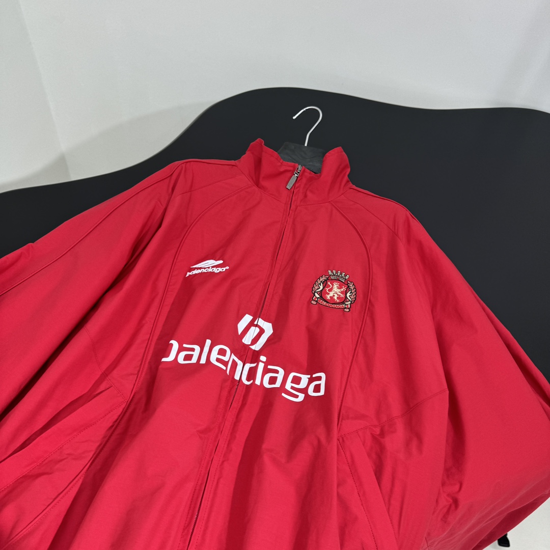 Balenciaga Paris Soccer Tracksuit Jacket In Red - FashionPlug