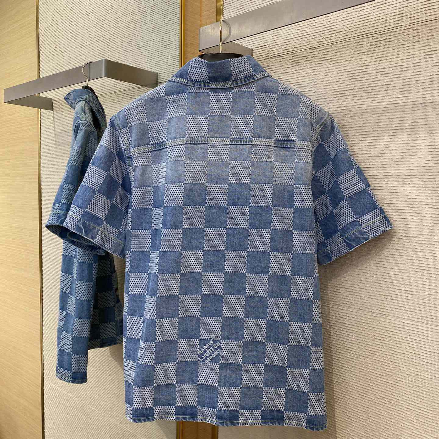 Louis Vuitton Damier Short-Sleeved Chambray Shirt   - FashionPlug