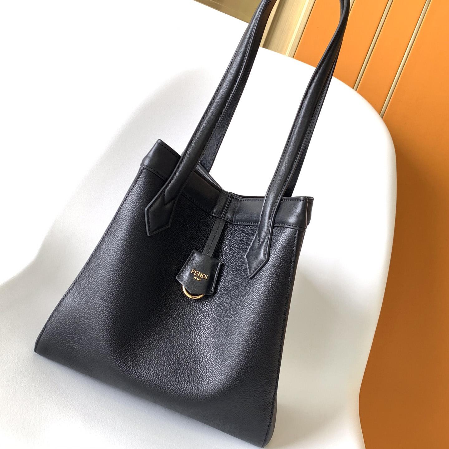 Fendi Origami Medium Black Leather Bag  - FashionPlug