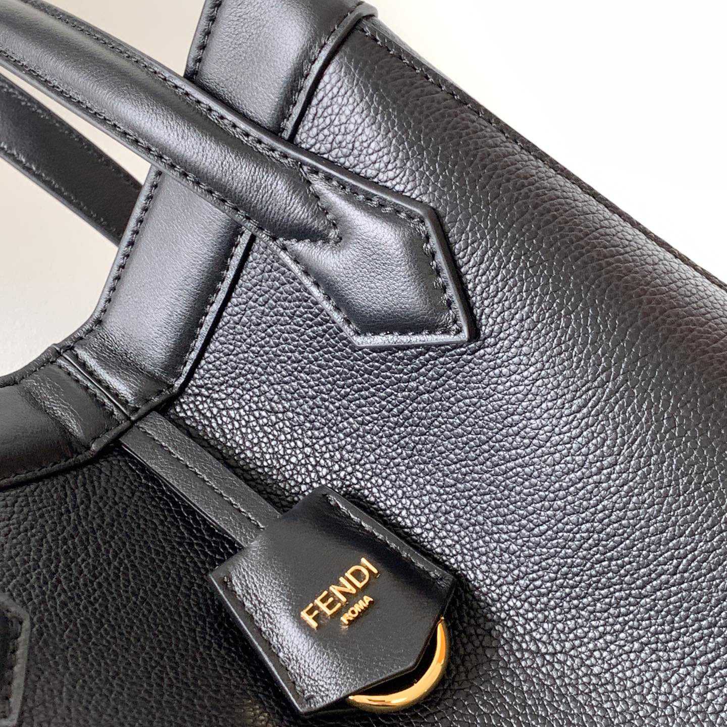 Fendi Origami Medium Black Leather Bag  - FashionPlug