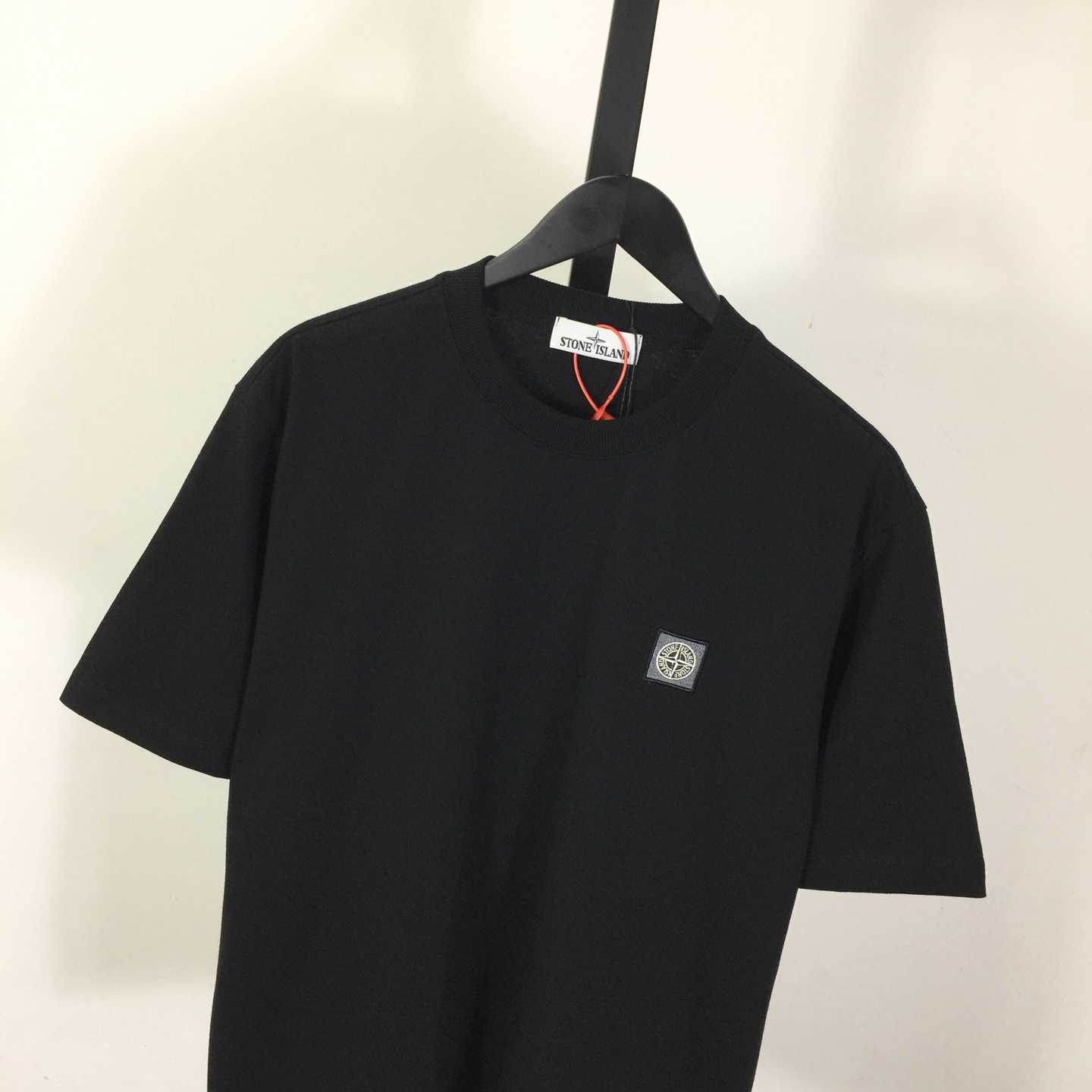 Stone Island Black 2100237 Organic Cotton Jersey 'Fissato' Effect - FashionPlug