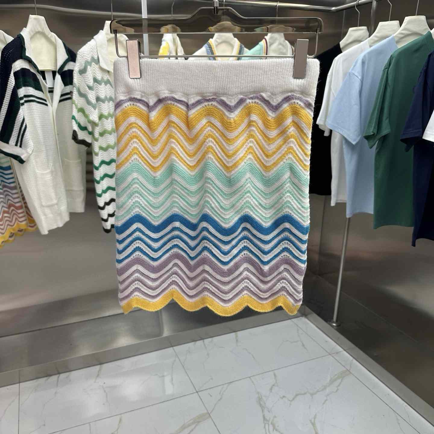 Casablanca Gradient Wave Crochet Top And Short Skirt - FashionPlug
