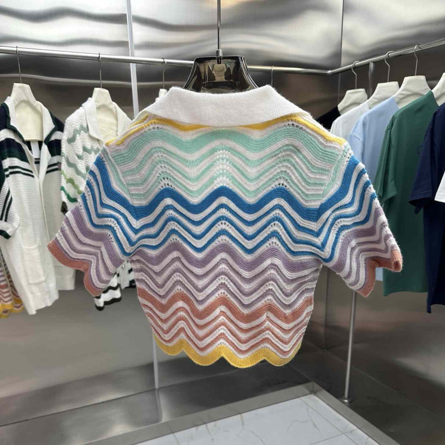 Casablanca Gradient Wave Crochet Top And Short Skirt - FashionPlug