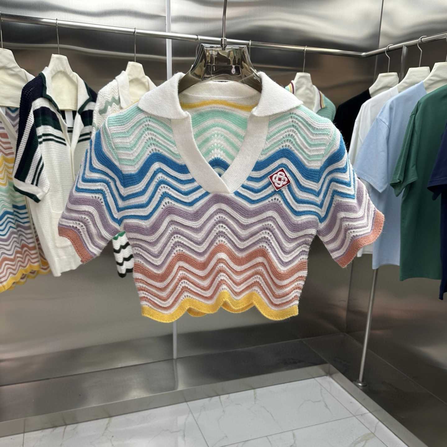 Casablanca Gradient Wave Crochet Top And Short Skirt - FashionPlug