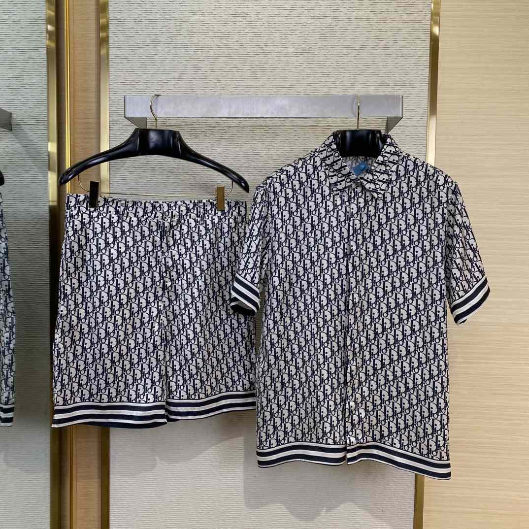 Dior Dior Oblique Short-Sleeved Shirt And Short - FashionPlug