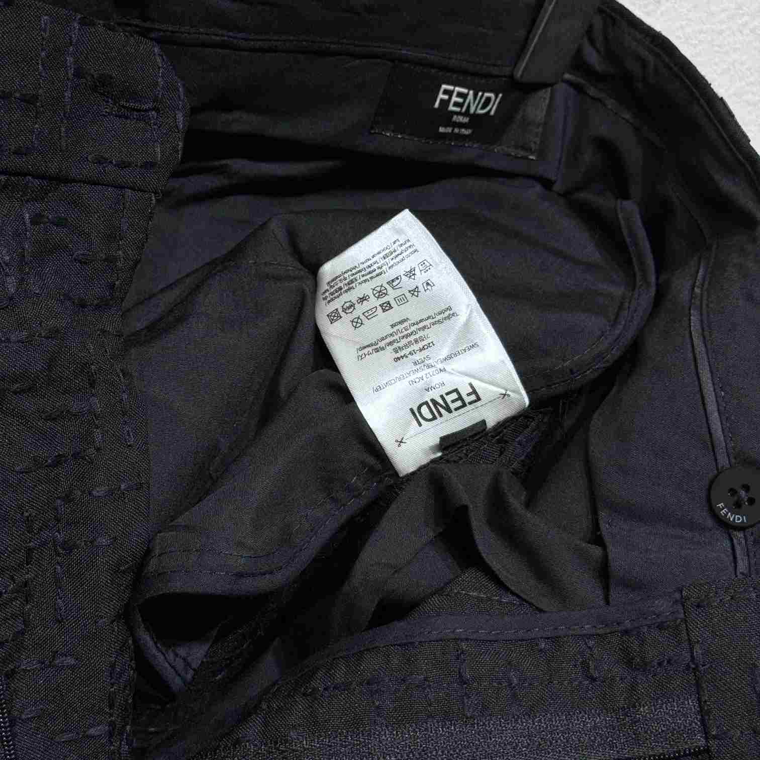 Fendi Black Linen FF jacquard Short - FashionPlug