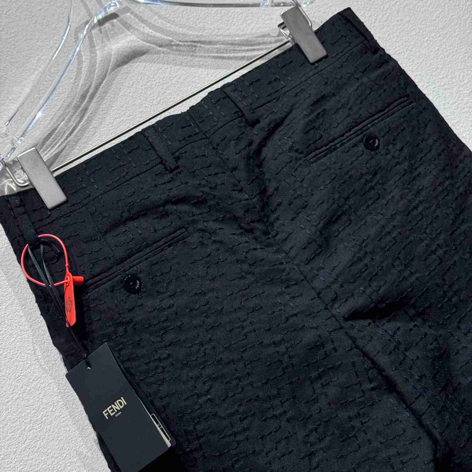 Fendi Black Linen FF jacquard Short - FashionPlug