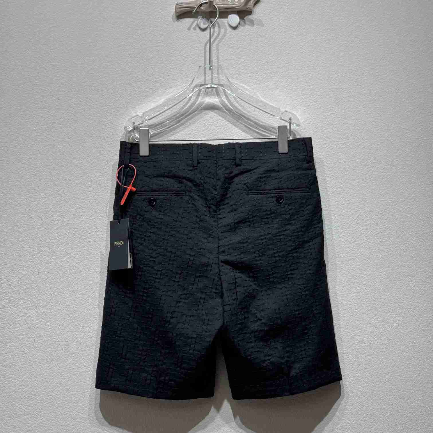 Fendi Black Linen FF jacquard Short - FashionPlug