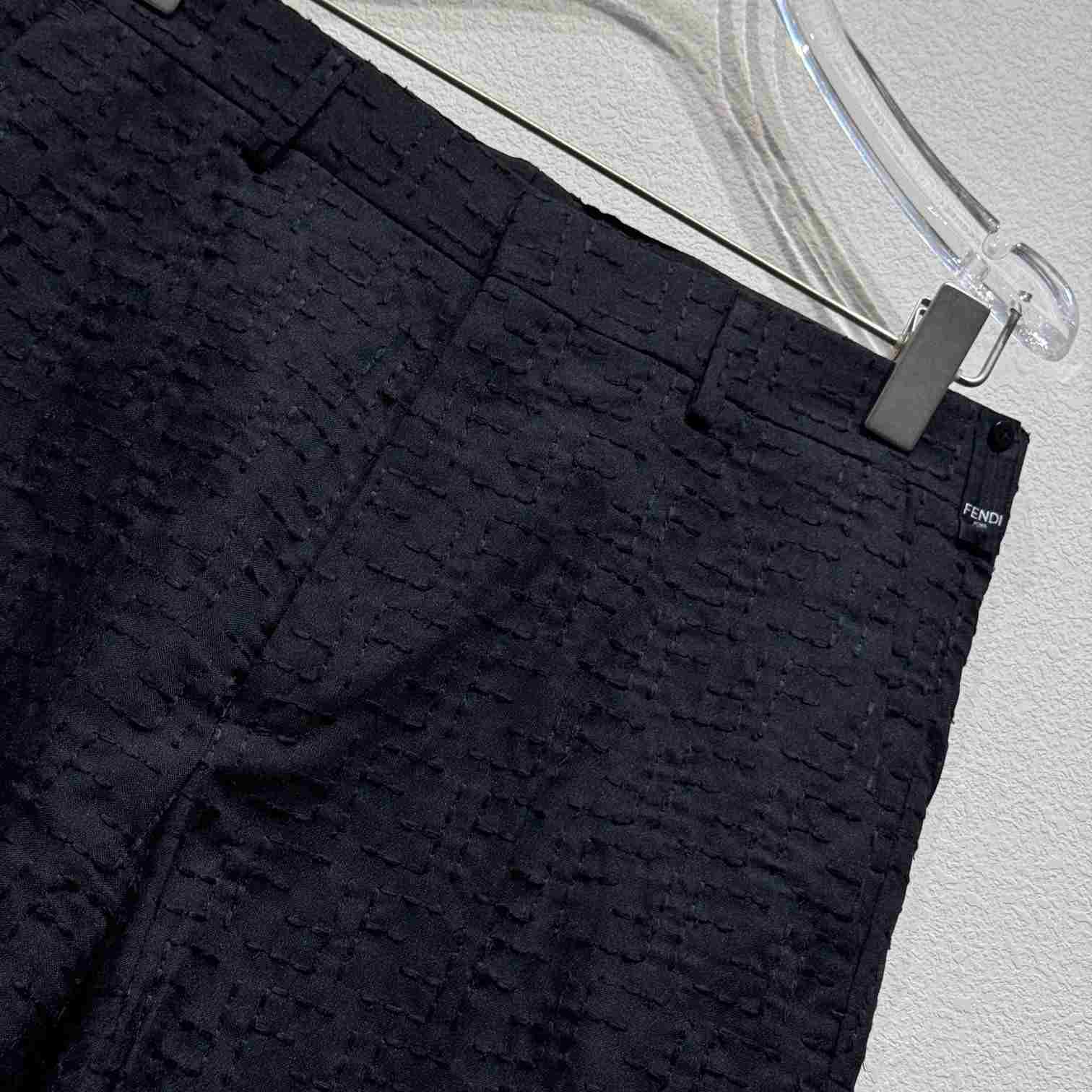 Fendi Black Linen FF jacquard Short - FashionPlug