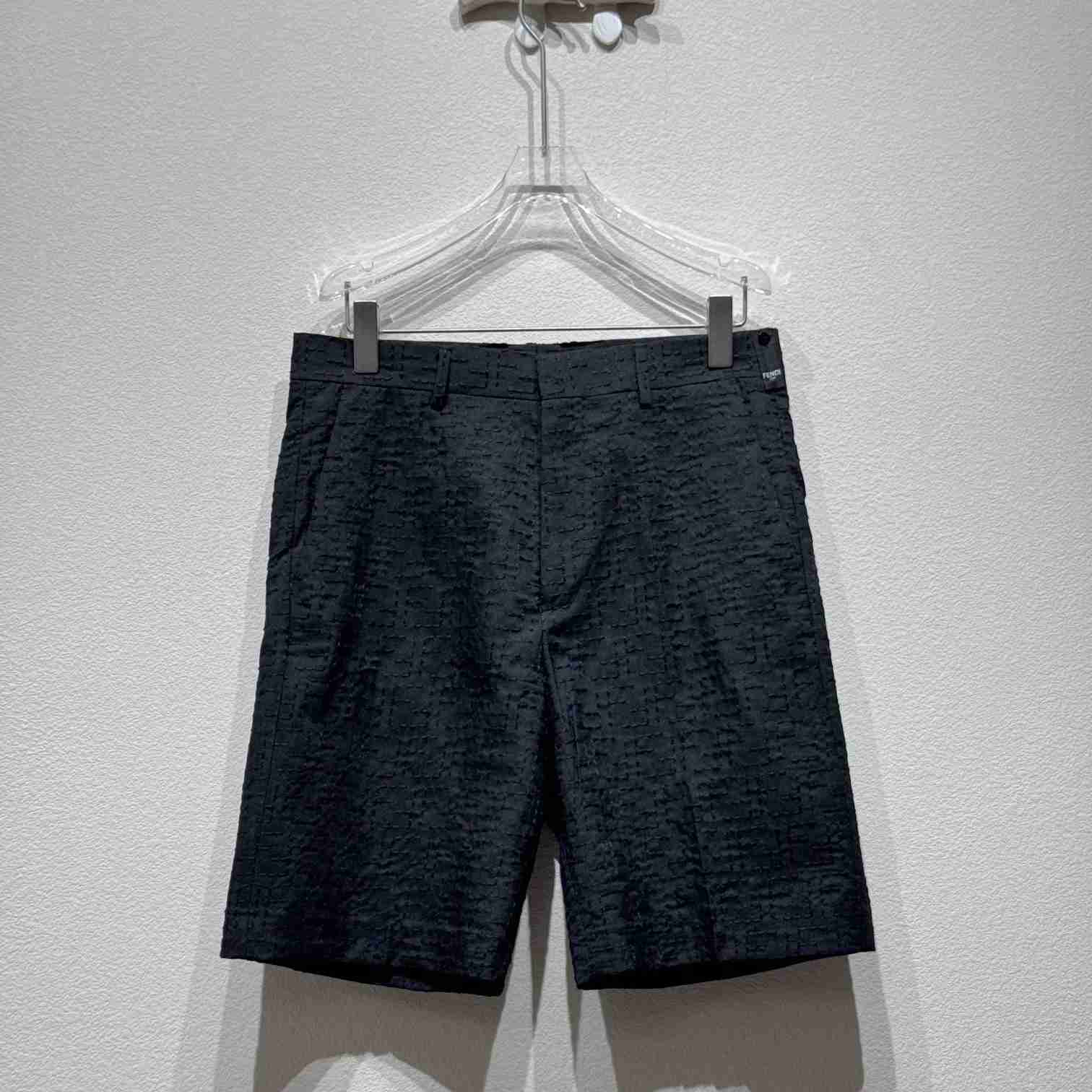 Fendi Black Linen FF jacquard Short - FashionPlug