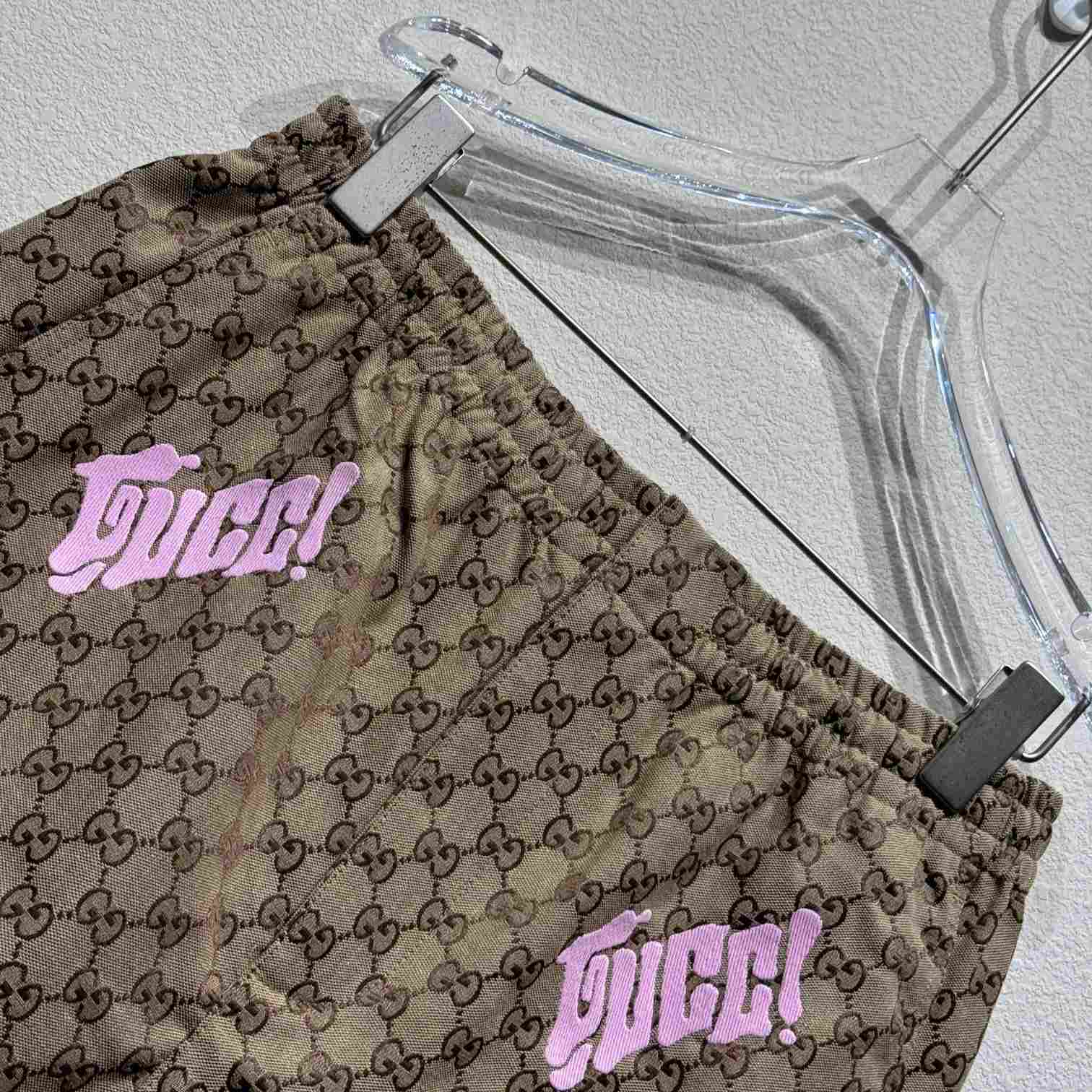 Gucci Embroidered Canvas Linen Blend Shorts - FashionPlug