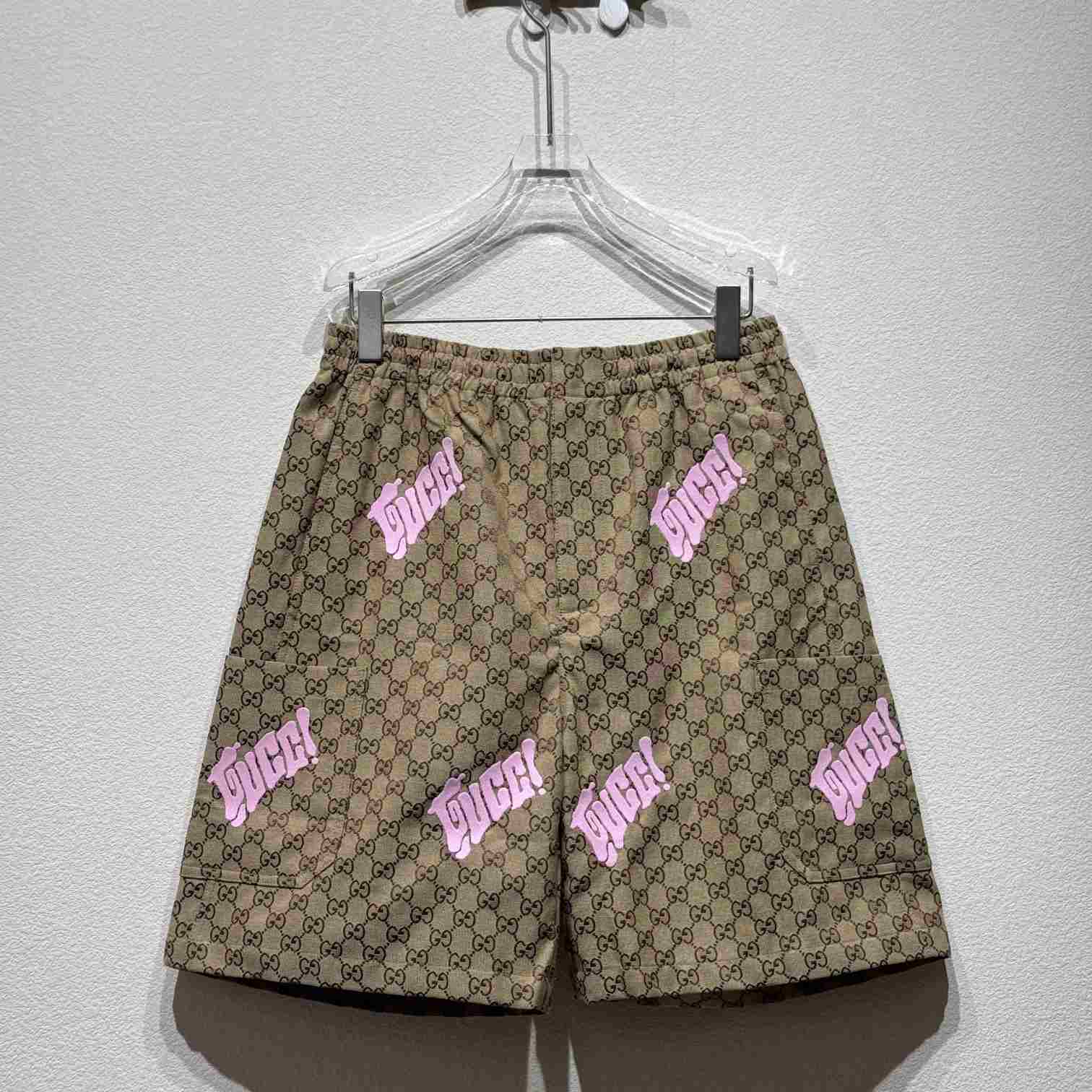 Gucci Embroidered Canvas Linen Blend Shorts - FashionPlug