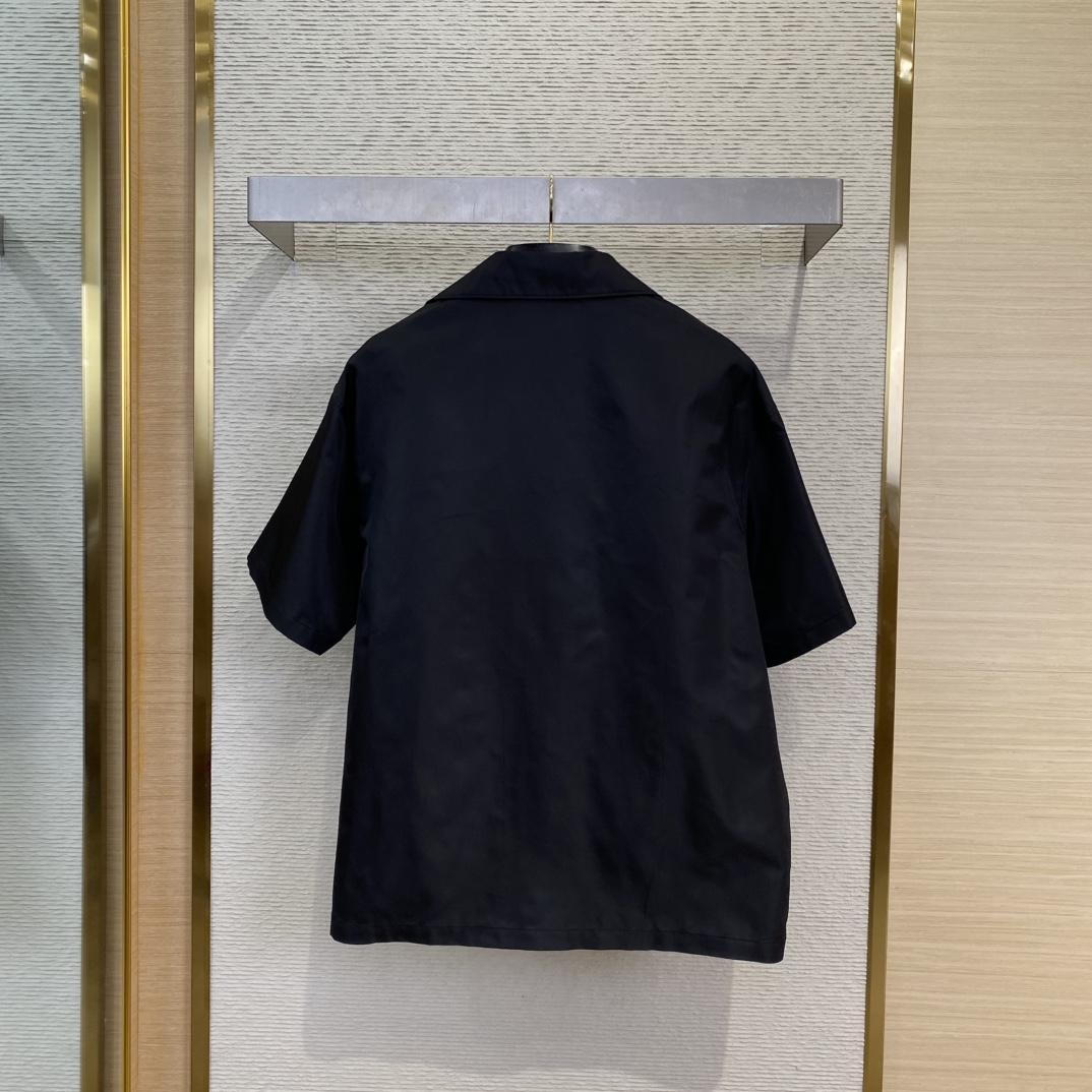 Prada Black Re-nylon Short-sleeved Shirt  - FashionPlug