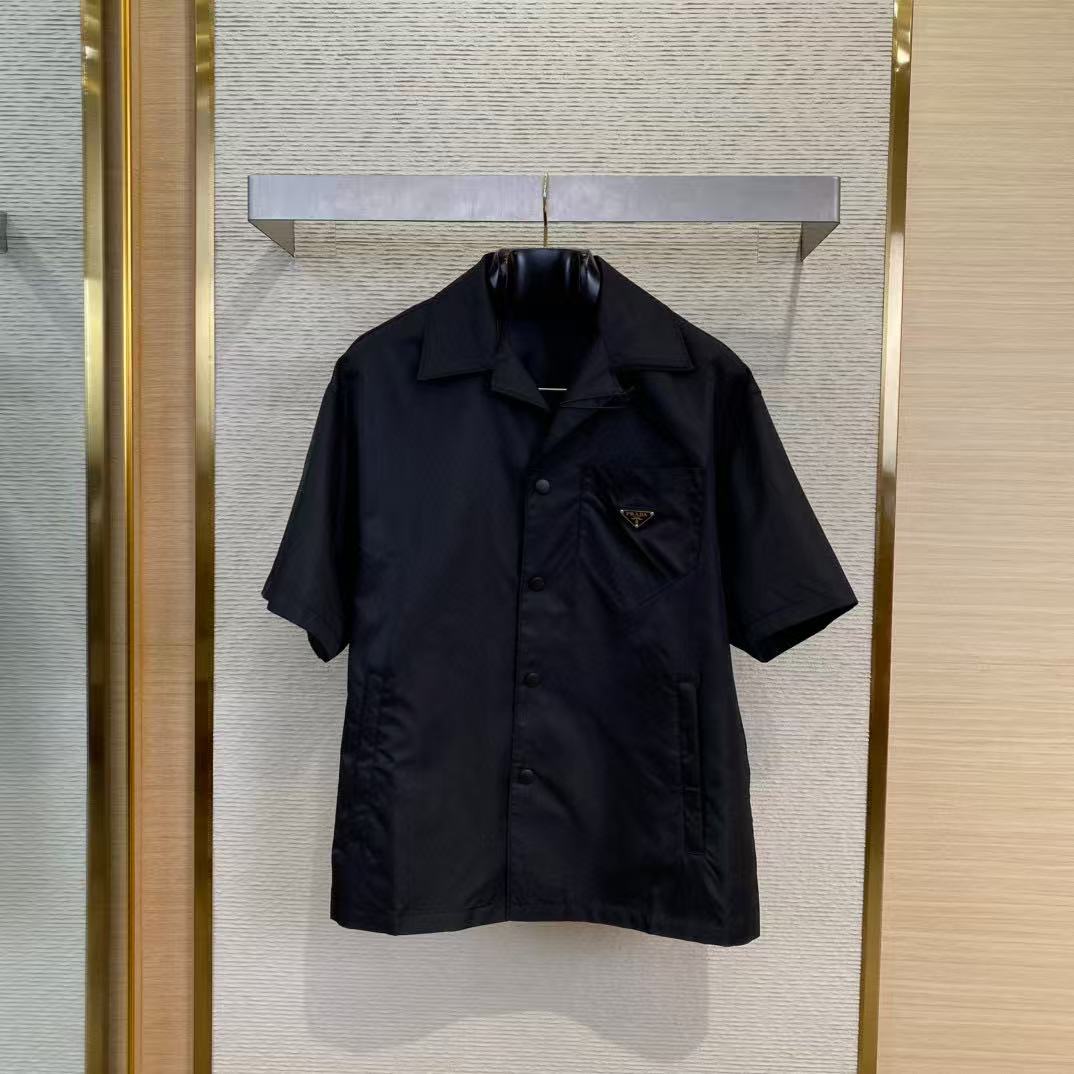 Prada Black Re-nylon Short-sleeved Shirt  - FashionPlug