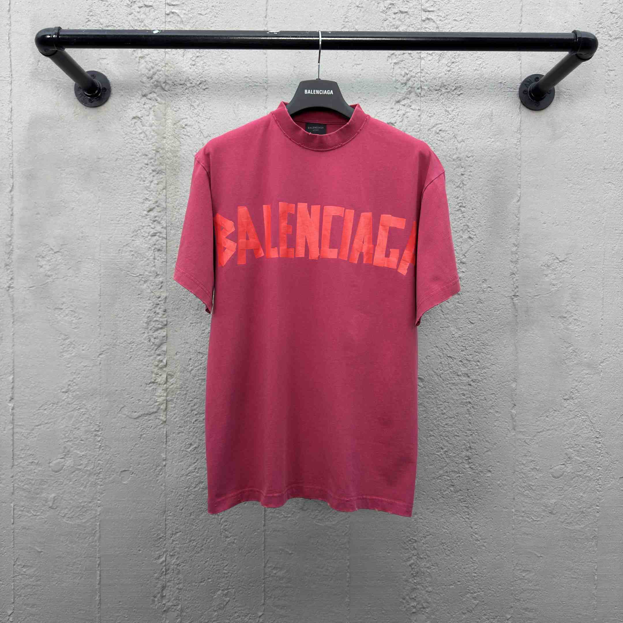 Balenciaga Tape Type T-Shirt Medium Fit In raspberry Dry Jersey - FashionPlug