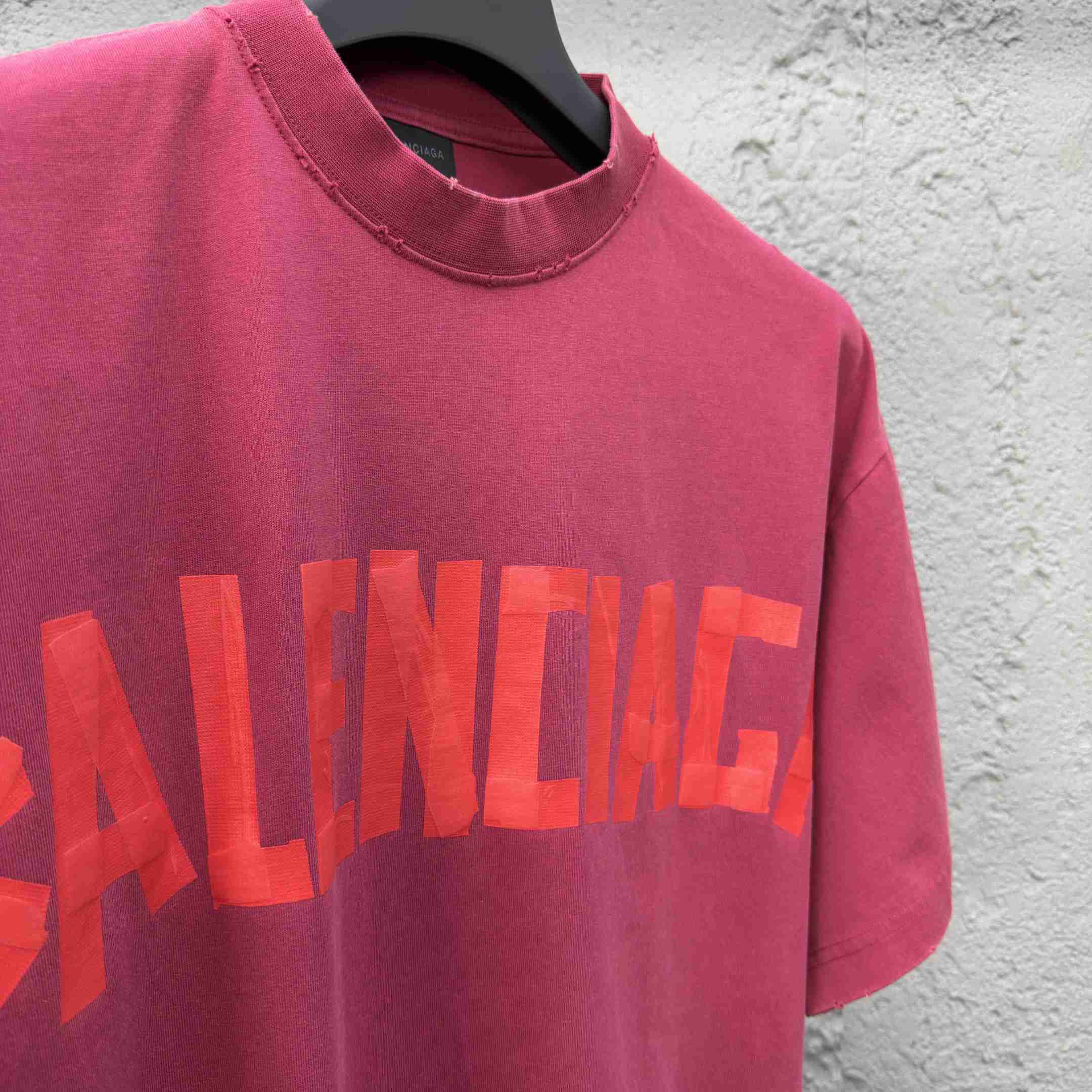 Balenciaga Tape Type T-Shirt Medium Fit In raspberry Dry Jersey - FashionPlug