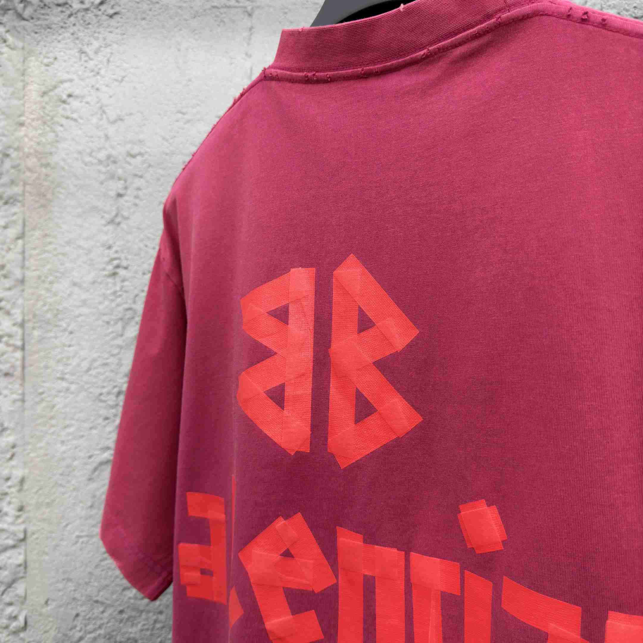 Balenciaga Tape Type T-Shirt Medium Fit In raspberry Dry Jersey - FashionPlug