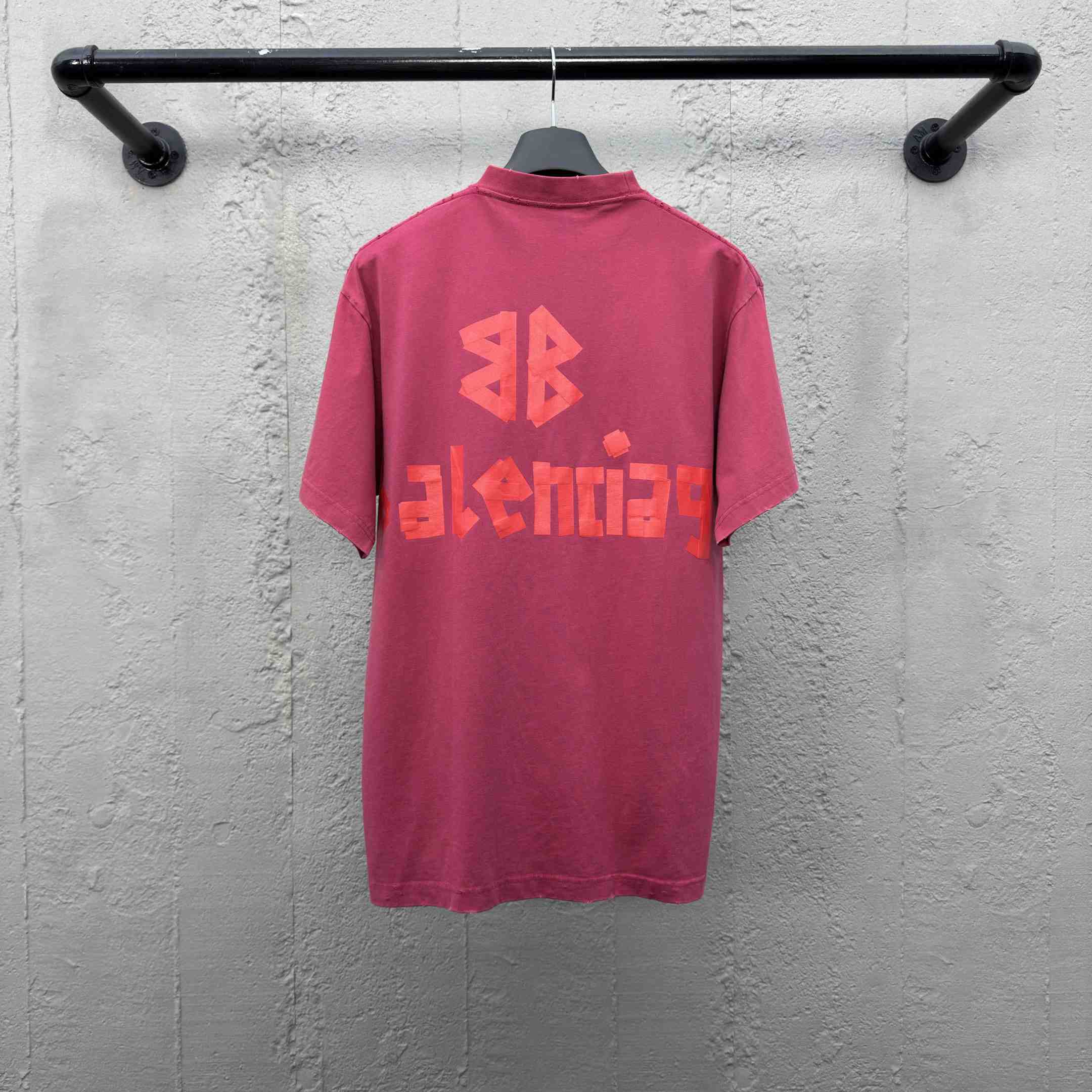 Balenciaga Tape Type T-Shirt Medium Fit In raspberry Dry Jersey - FashionPlug