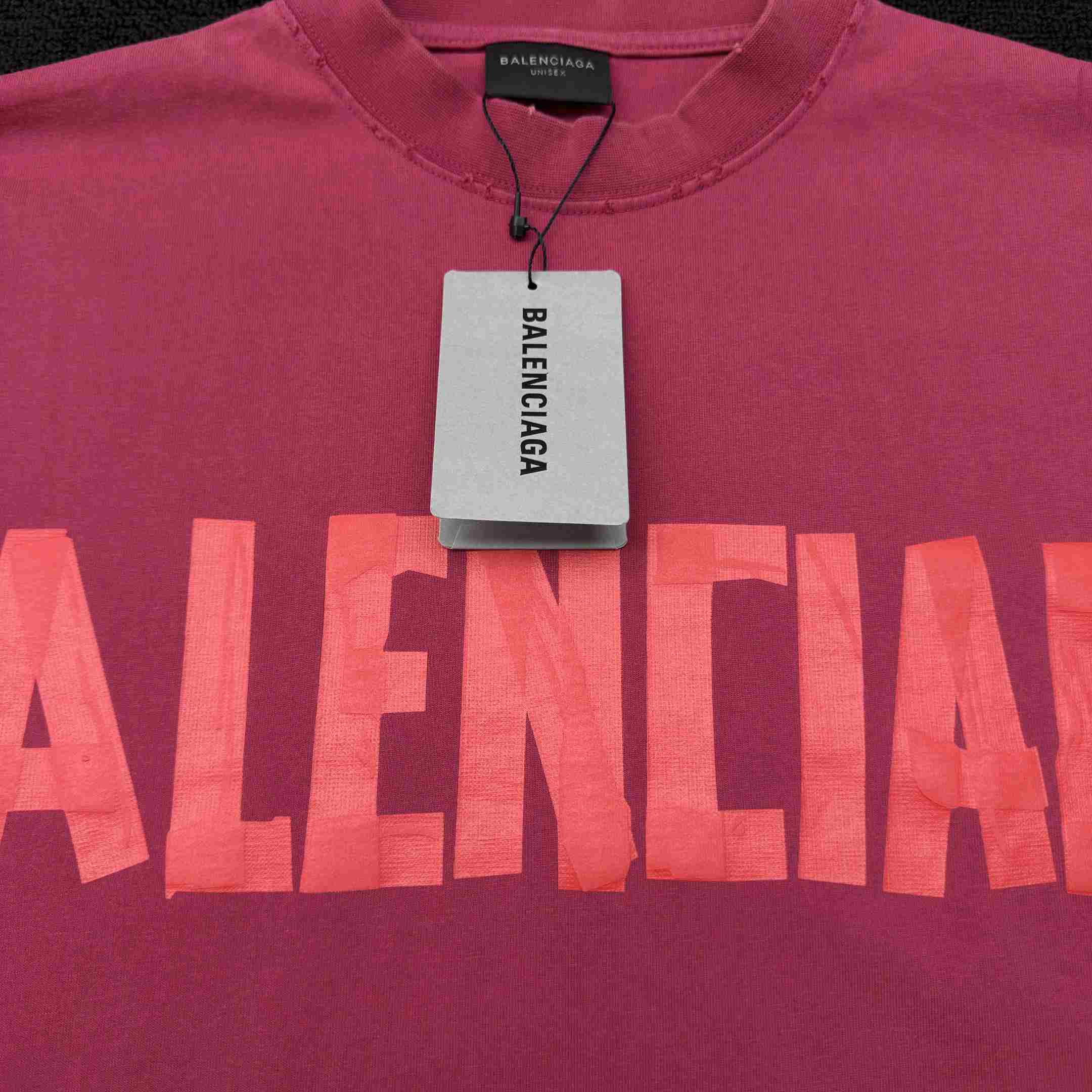 Balenciaga Tape Type T-Shirt Medium Fit In raspberry Dry Jersey - FashionPlug