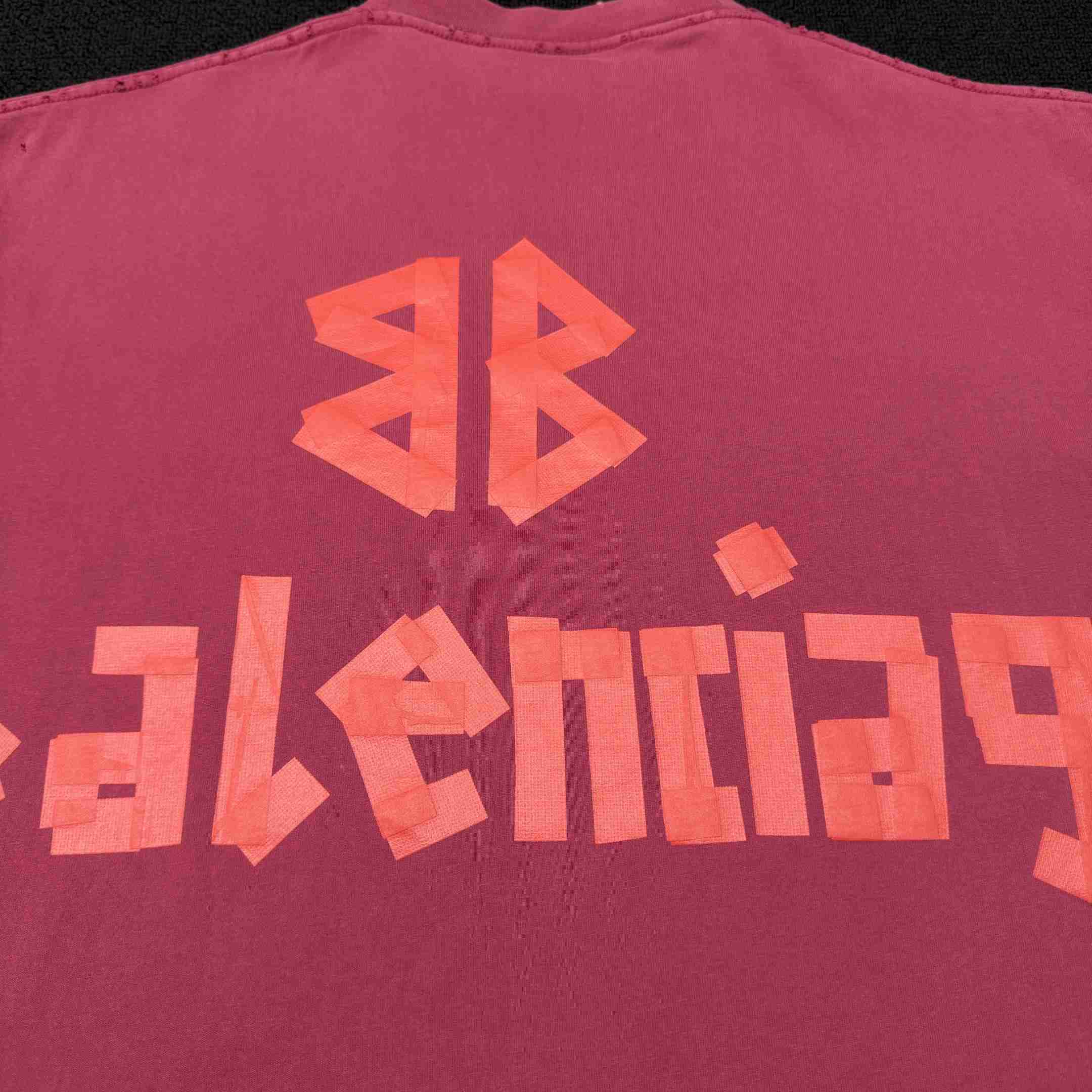 Balenciaga Tape Type T-Shirt Medium Fit In raspberry Dry Jersey - FashionPlug
