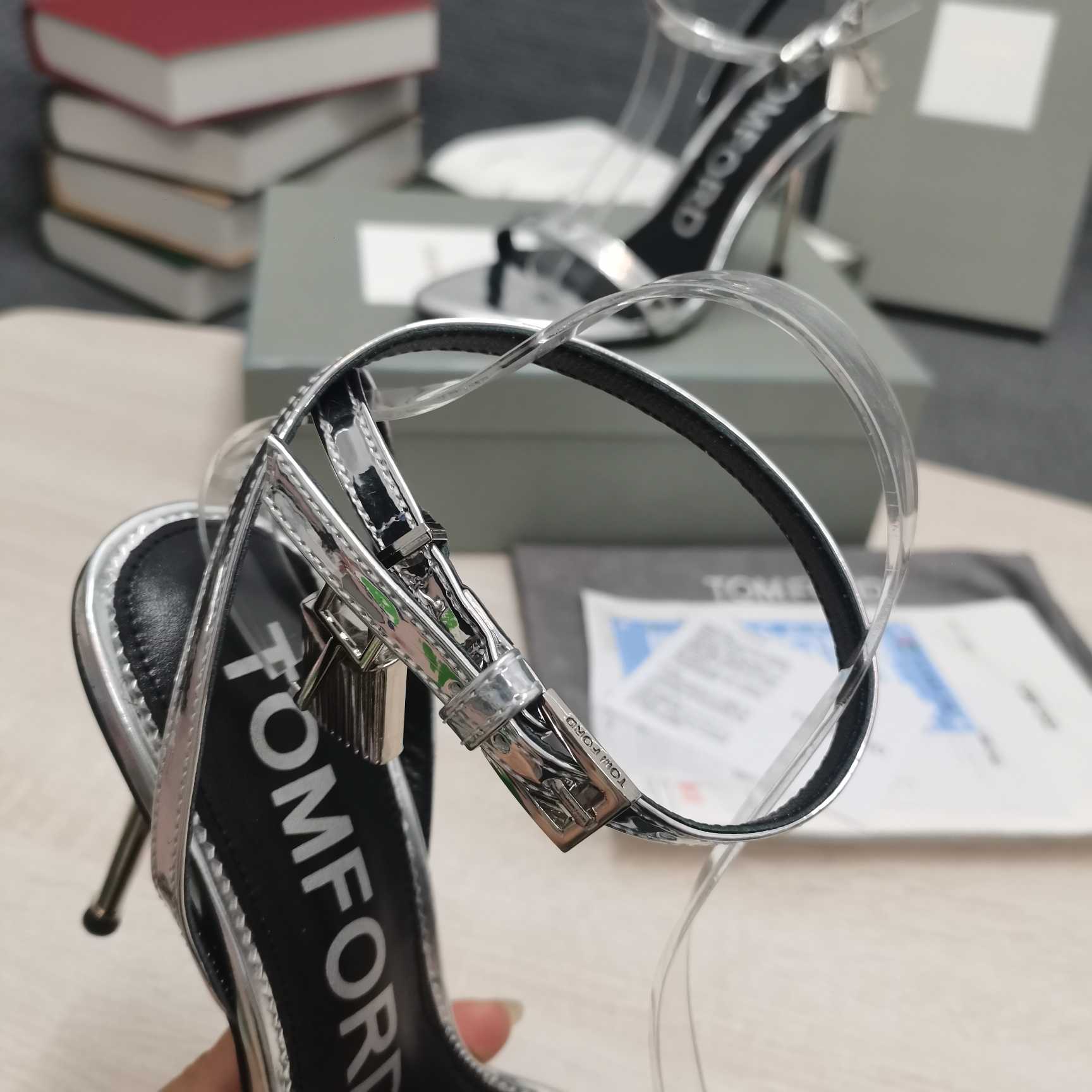 Tom Ford Silver Padlock Sandals - FashionPlug