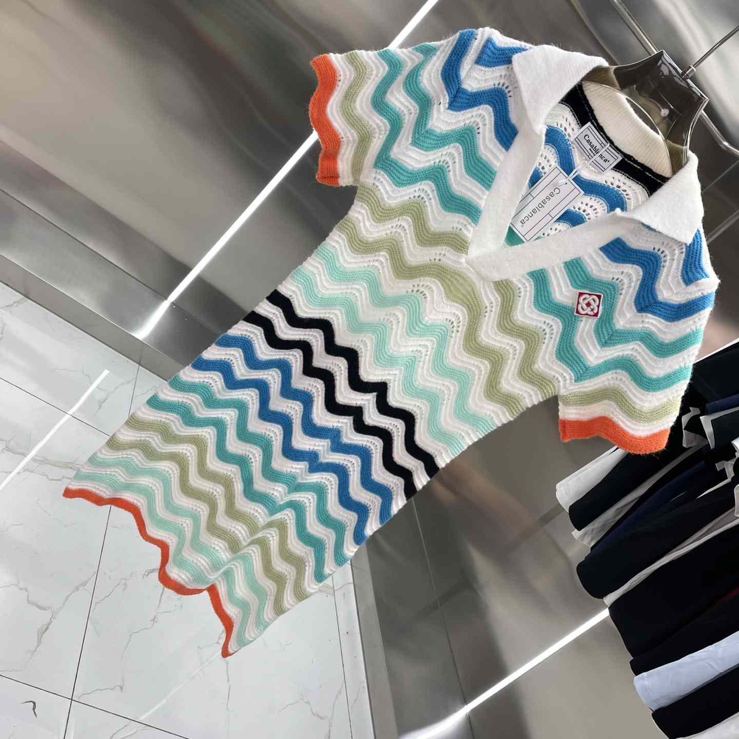 Casablanca Gradient Wave Crochet Mini Dress - FashionPlug